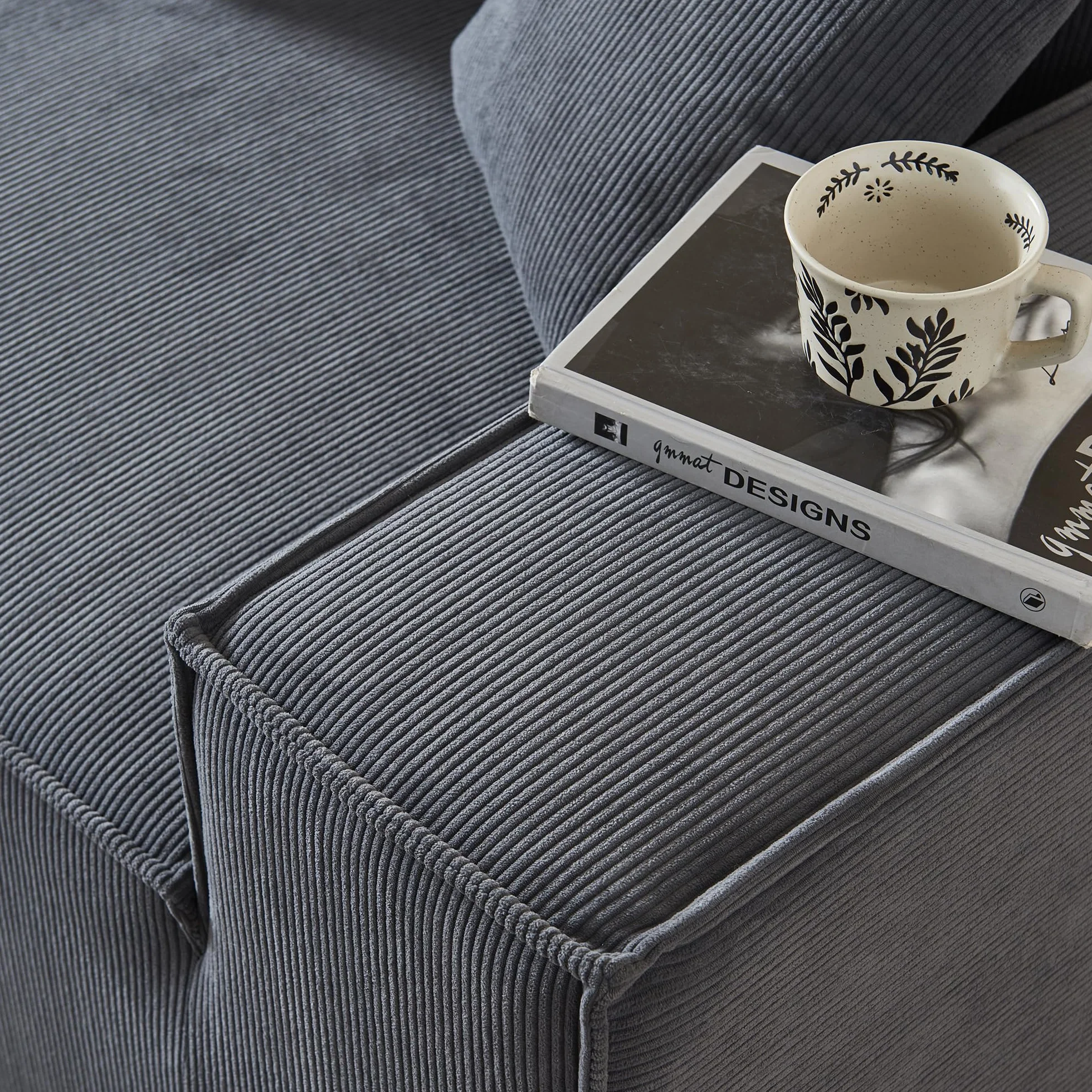 Sofá Cube Modular Espuma Comprimida al vacío envío en Caja Sin Montaje (Pana Gris, Sofá 2 Piezas)