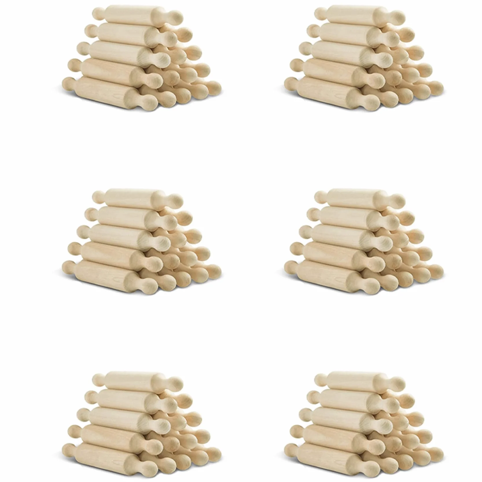 Mini Rodillo de Madera de 90 Piezas, 6 Pulgadas de, Rodillo para Hornear de Cocina, Rodillo Pequeño para Masa de Madera para Niños, Fondant