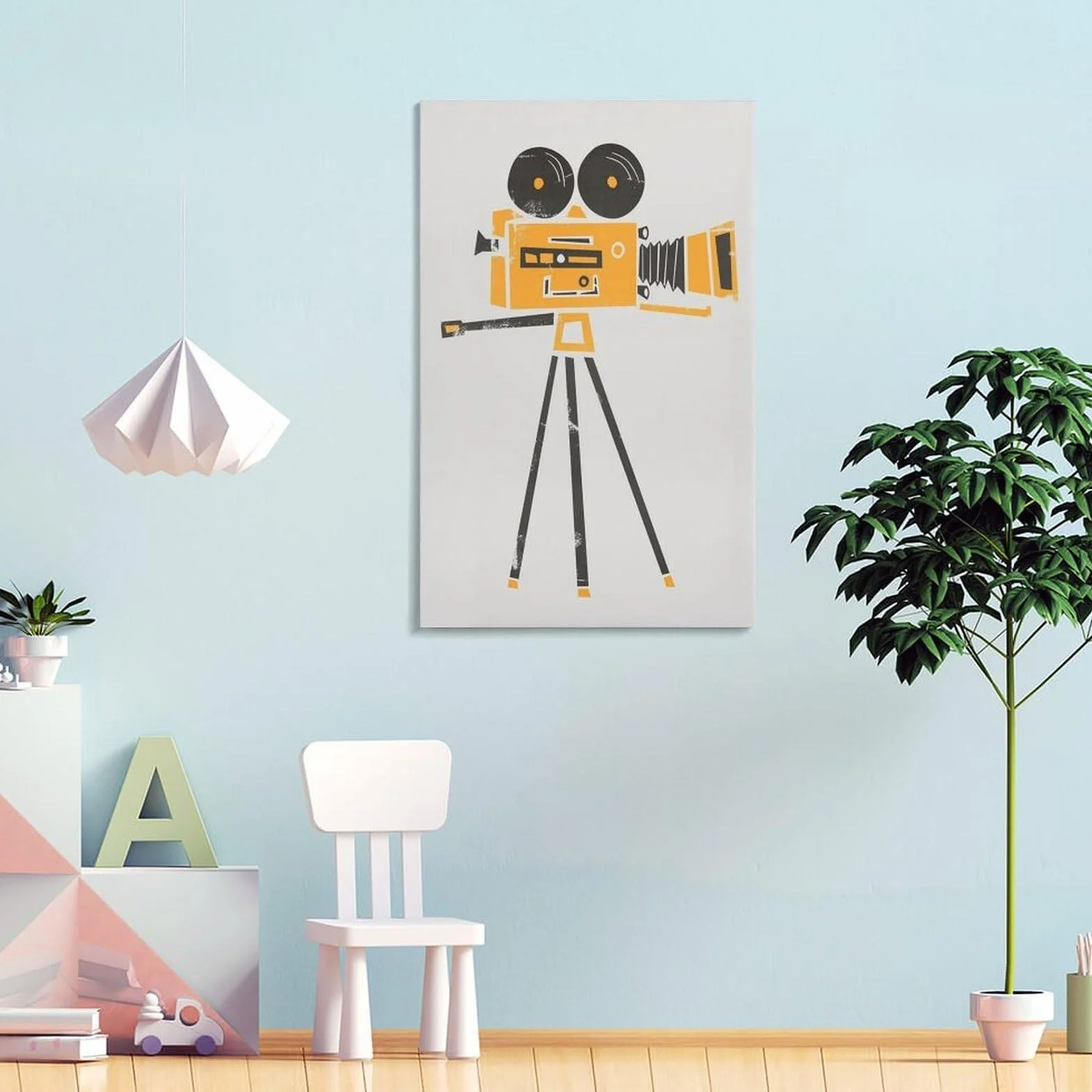 QOGDAF Póster de lienzo con cámara cine, decoración de dormitorio, paisaje, oficina, habitación, regalo, 40 x 60 cm