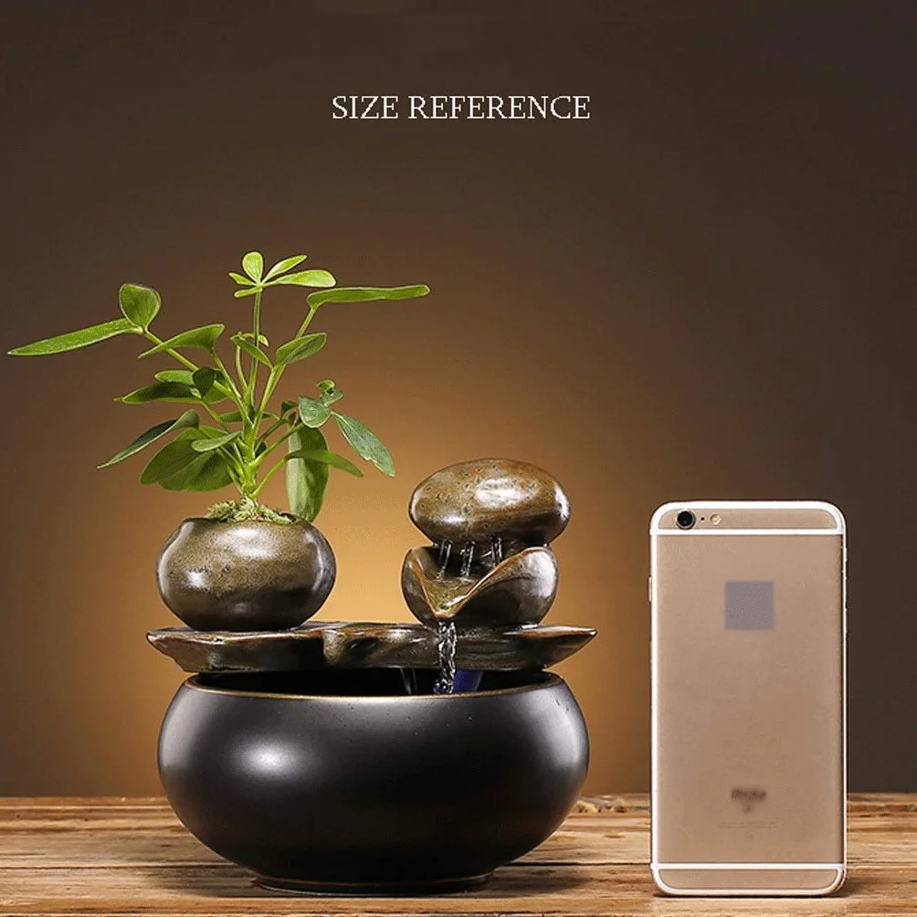 Fuente de Interior Pequeñas Fuentes de Mesa Feng Shui Fuente de Agua Zen Relajación Tabletop Fountain Decor Ornaments para Interiores o Exteriores Fuentes de Agua Decorativas