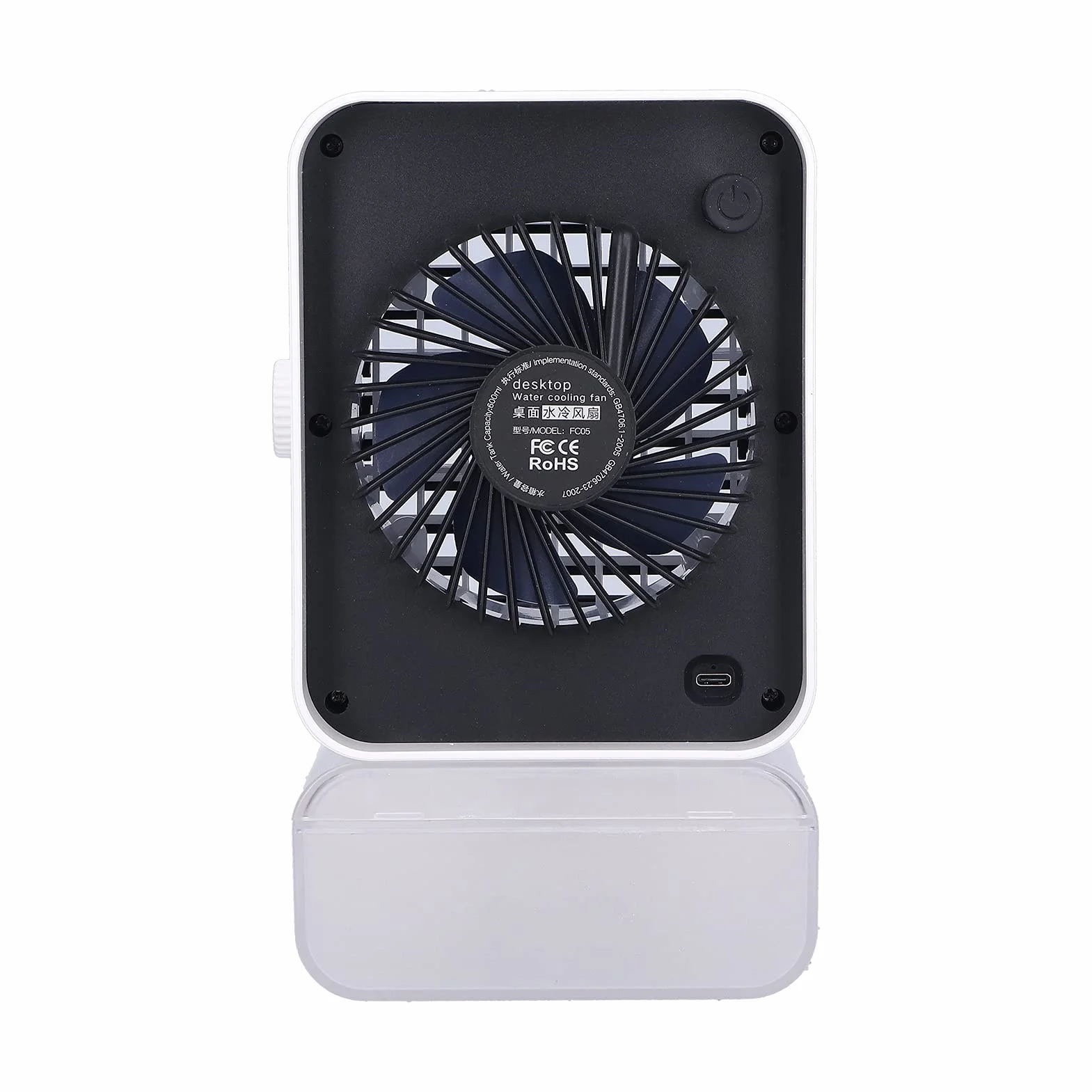 Aire Acondicionado Portátil Enfriador Evaporativo Ventilador de Refrigeración Alimentado por USB 3 Velocidades 600 Ml Tanque de Agua Humidificador Ventilador Pulverización Luz