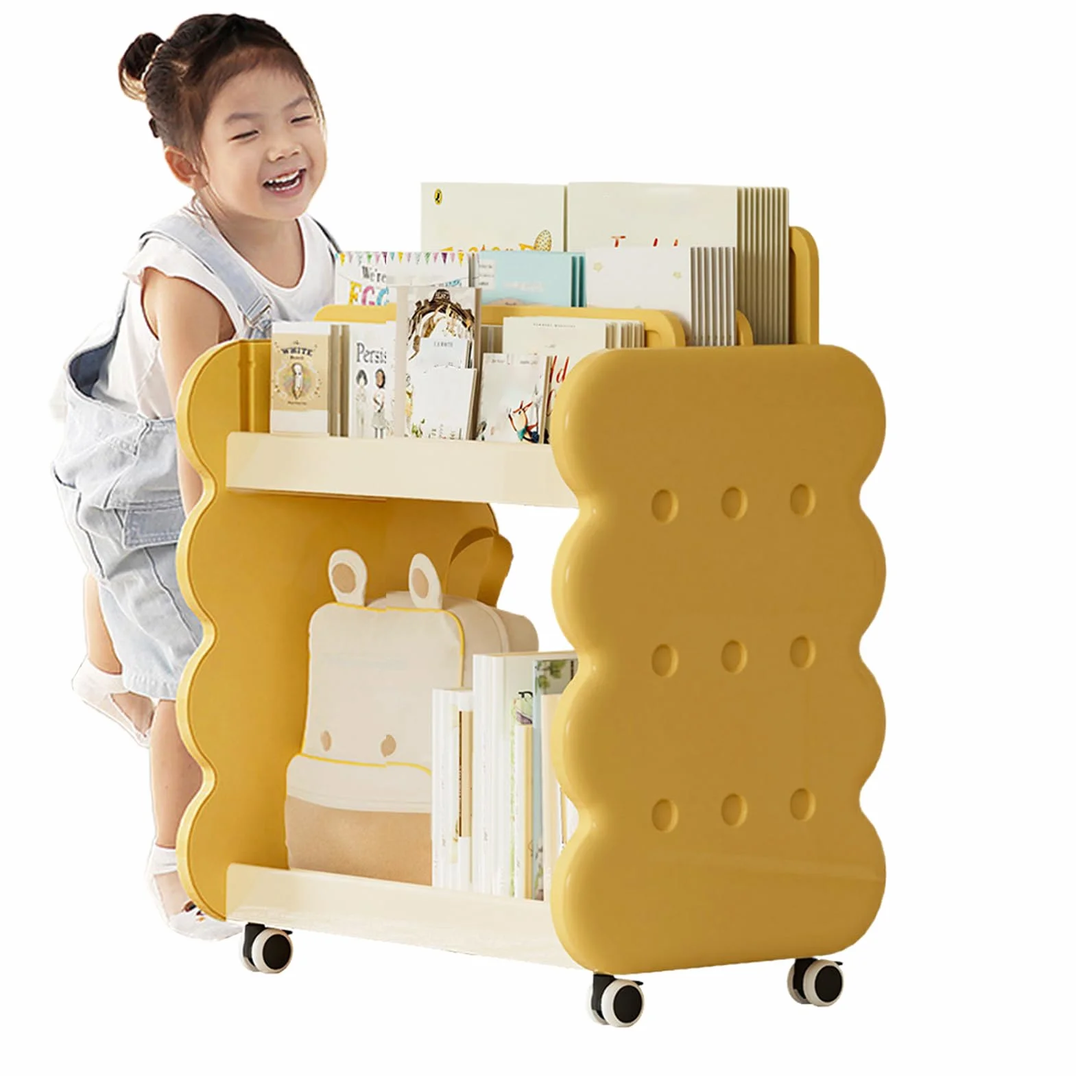 Genérico Estantería Infantil con Ruedas Pequeño y para Suelo Estantería | Estanterías para Libros de Habitación Infantil para Hogar Guardería Habitación Infantil Rincón de Lectura Librería