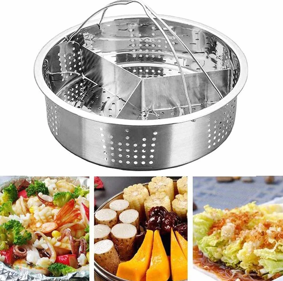Cesta de acero inoxidable con soporte para vapor, juego de separación