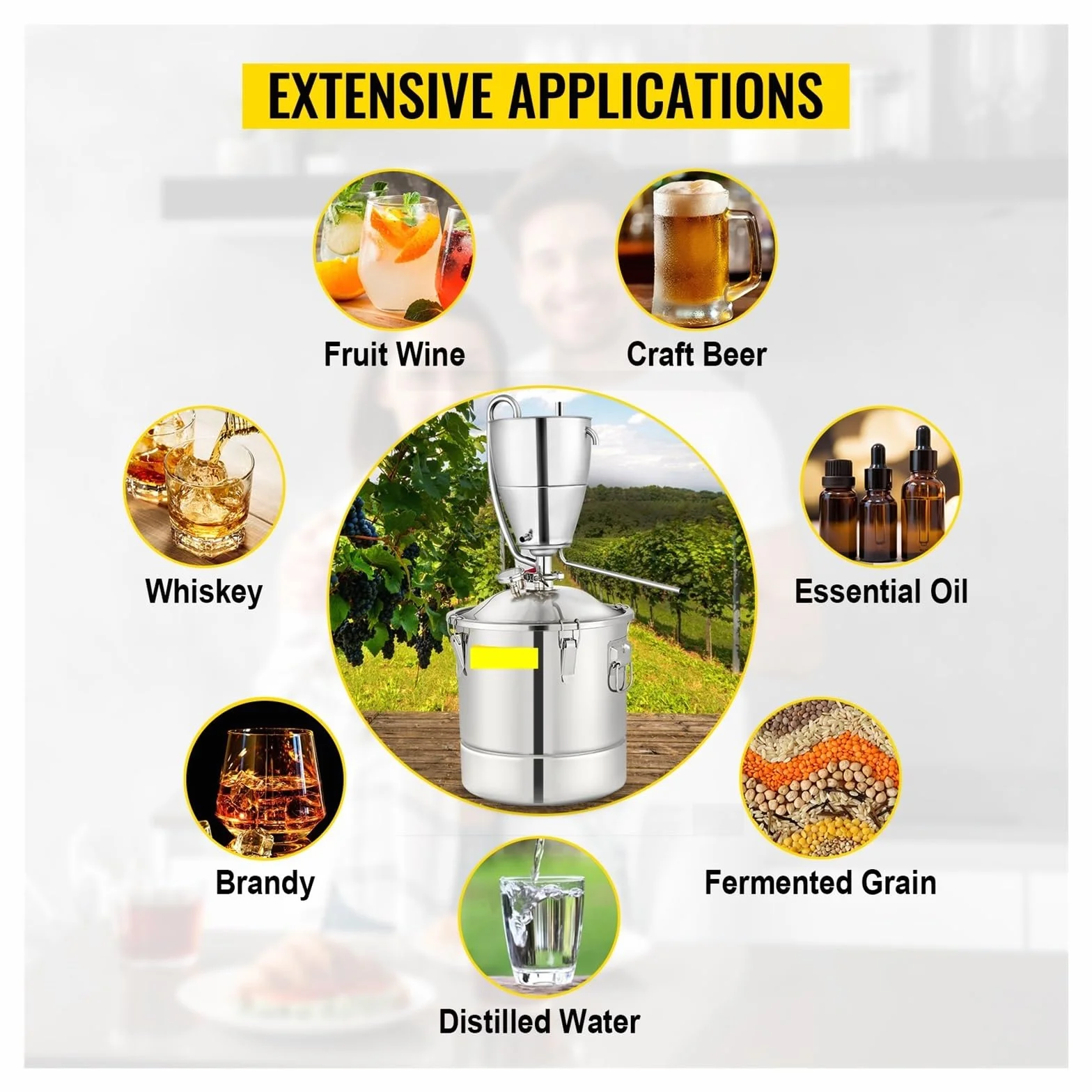 Destilador de Alcohol y agua de 30L, equipo de alcohol ilegal DIY de acero inoxidable for whisky, vino, cerveza, licores, Kit de elaboración casera