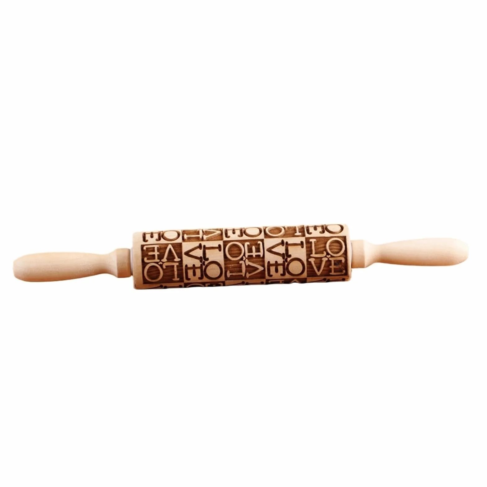 Rodillo de Madera con Grabado Profundo de 35 x 4,5 cm for Galletas, Ideal for Hornear en la Cocina, Regalo de San Valentín. Rodillo para Masa Madera