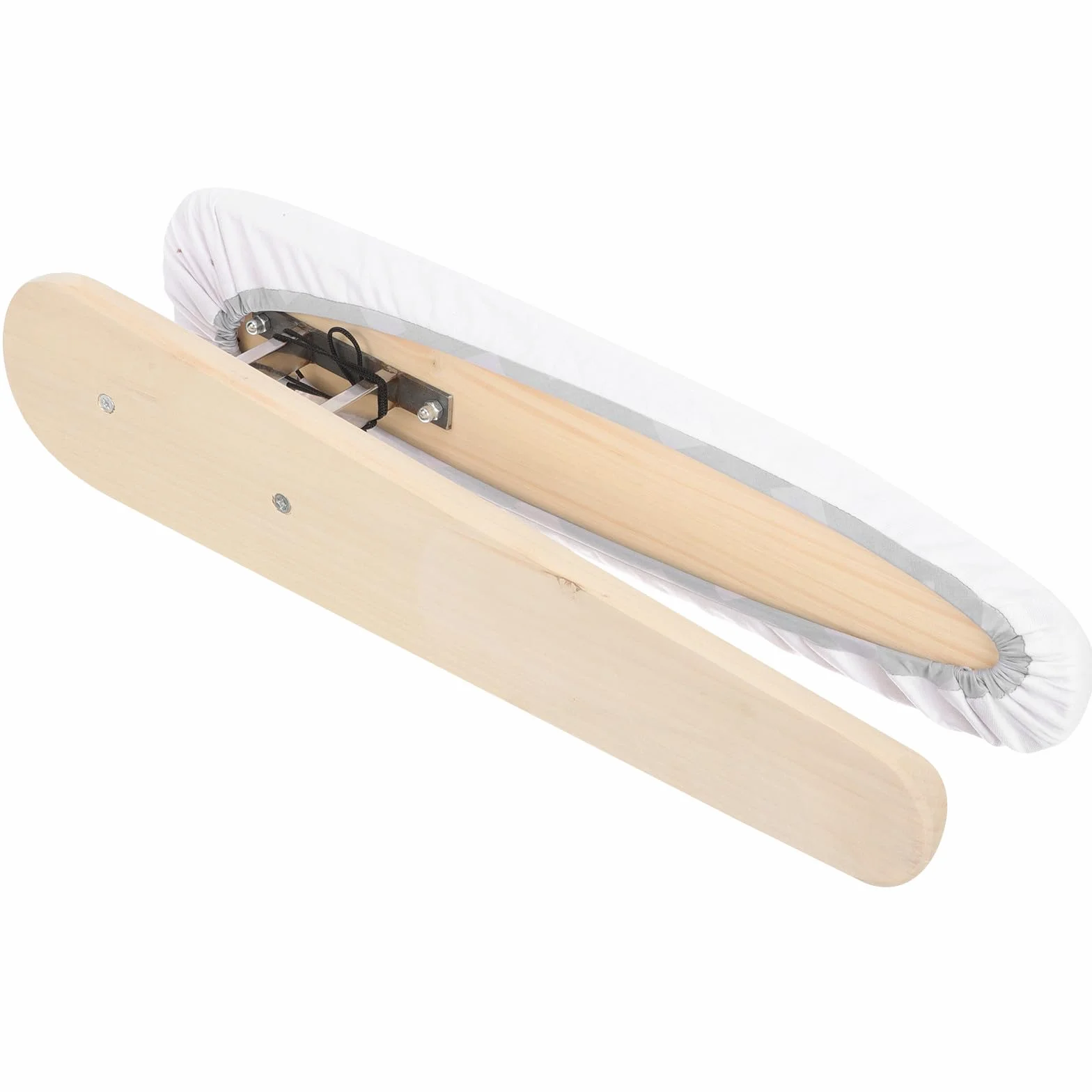 UKCOCO Tabla de Planchar de Madera Hogar, Taburete de Planchado Pequeño Funda Elástica de Color Claro, Soporte Estable y Diseño Compacto para Planchado Doméstico y Ahorro de Espacio