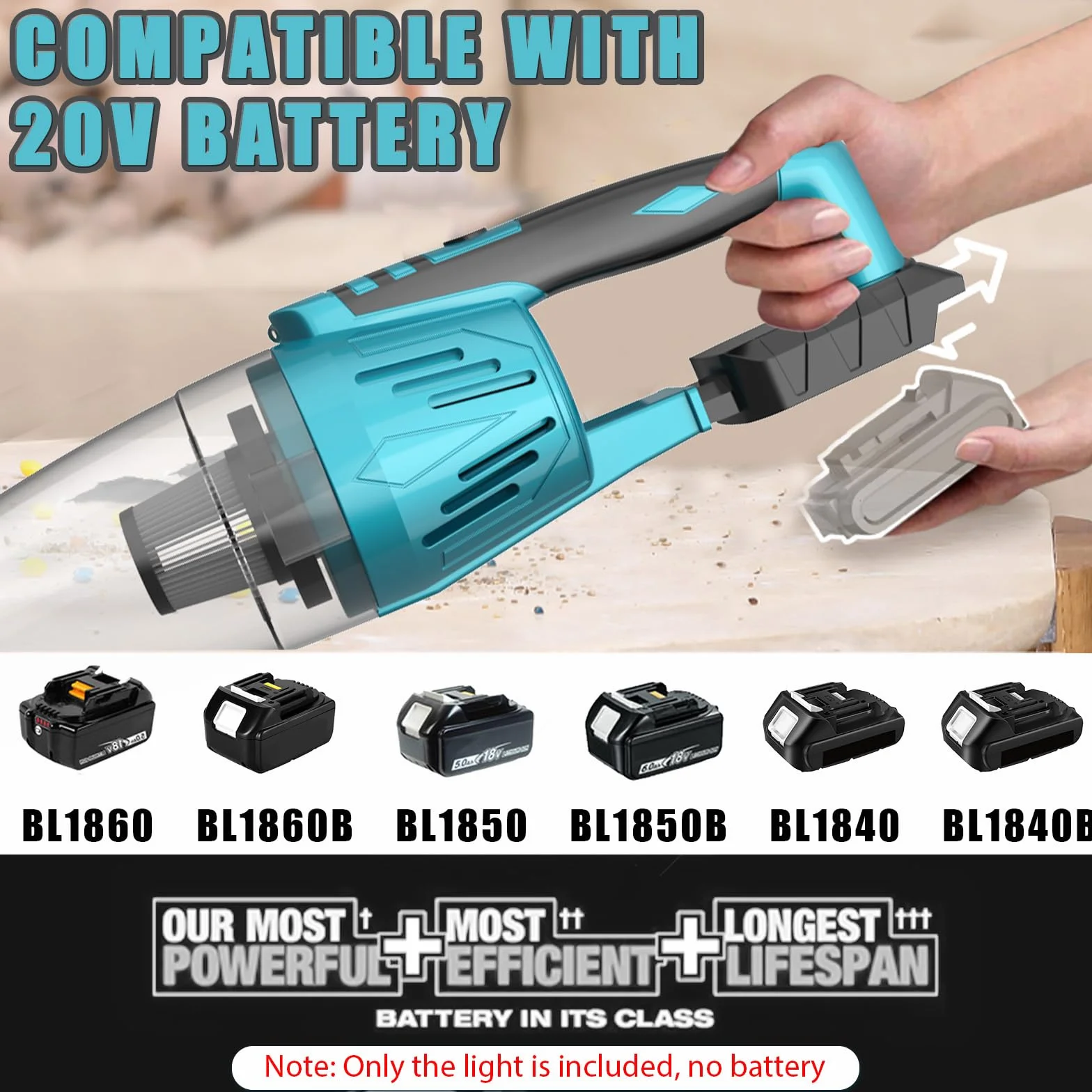 Aspiradora de mano con batería con 2 baterías de 18 V y 3000 mAh, 3 en 1, multifuncional, para casa y coche, pelo de animales