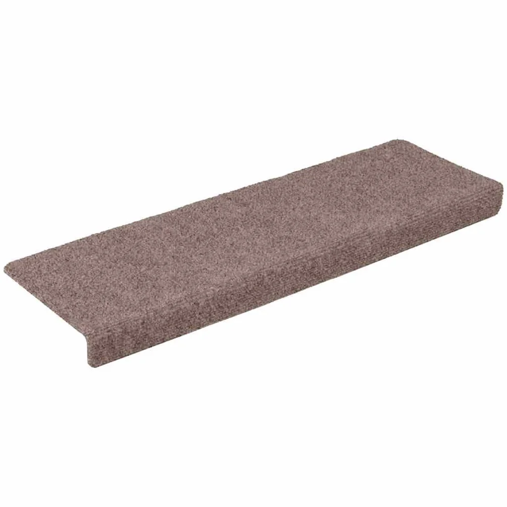 vidaXL Alfombrillas de Escalera 10 uds, Alfombra Antideslizante, Protector de Peldaño, Alfombrilla Adhesiva, Tela Punzonada Marrón 65x21x4 cm