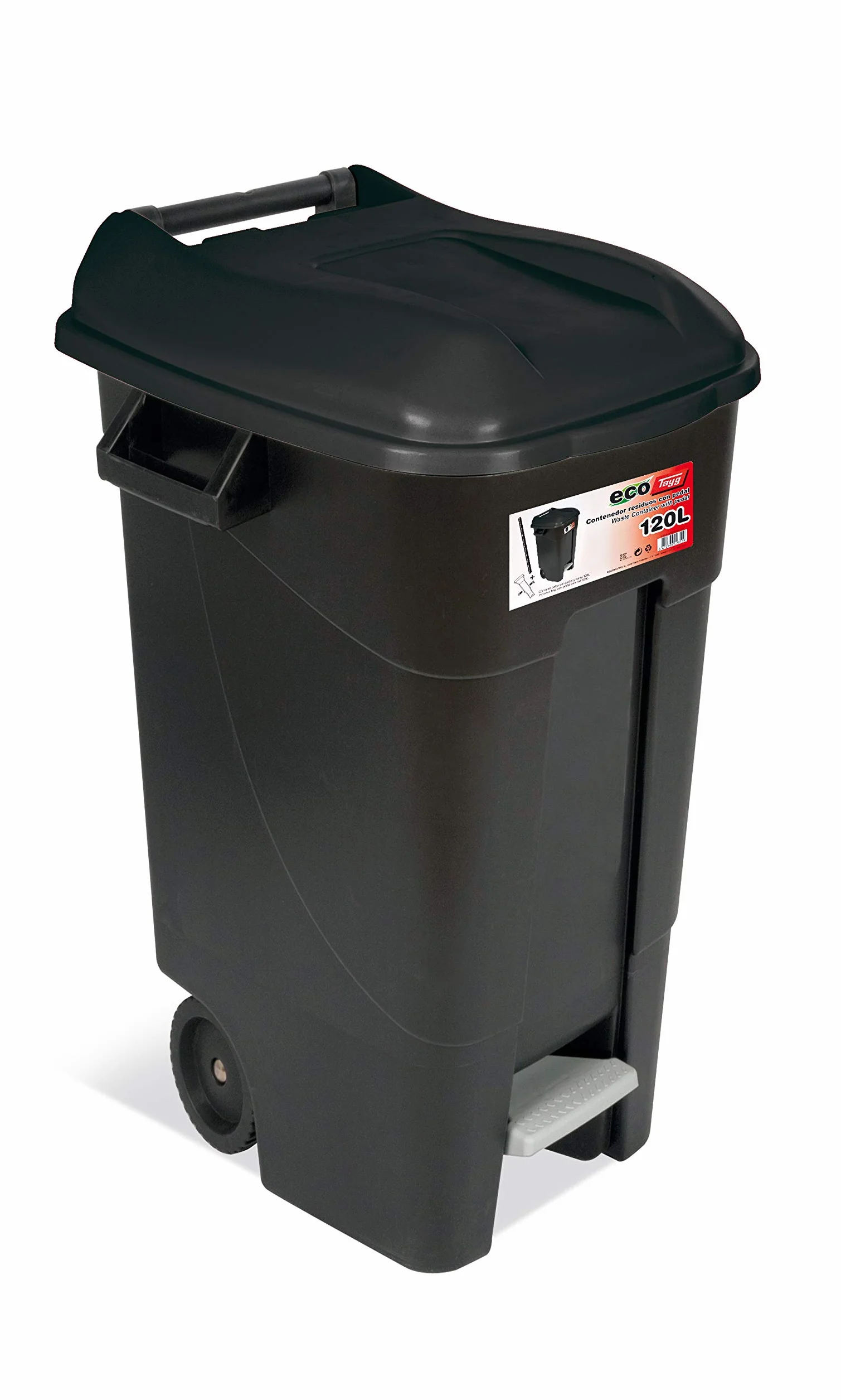 Contenedor residuos eco 120l con pedal negro