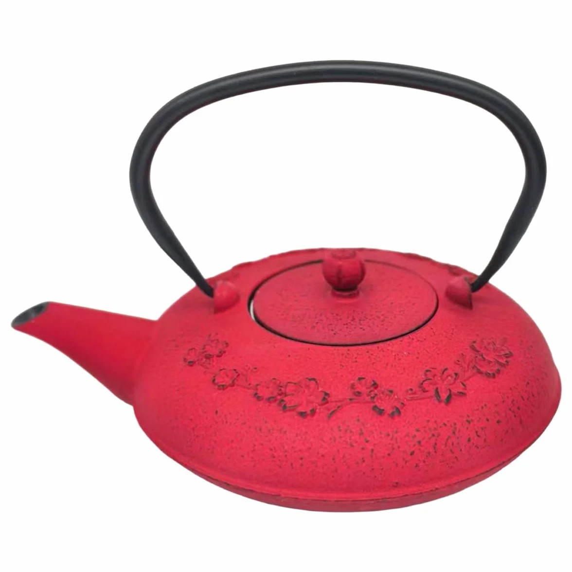 Tetera 0,8L de Hierro Colado – Diseño Floral Rojo
