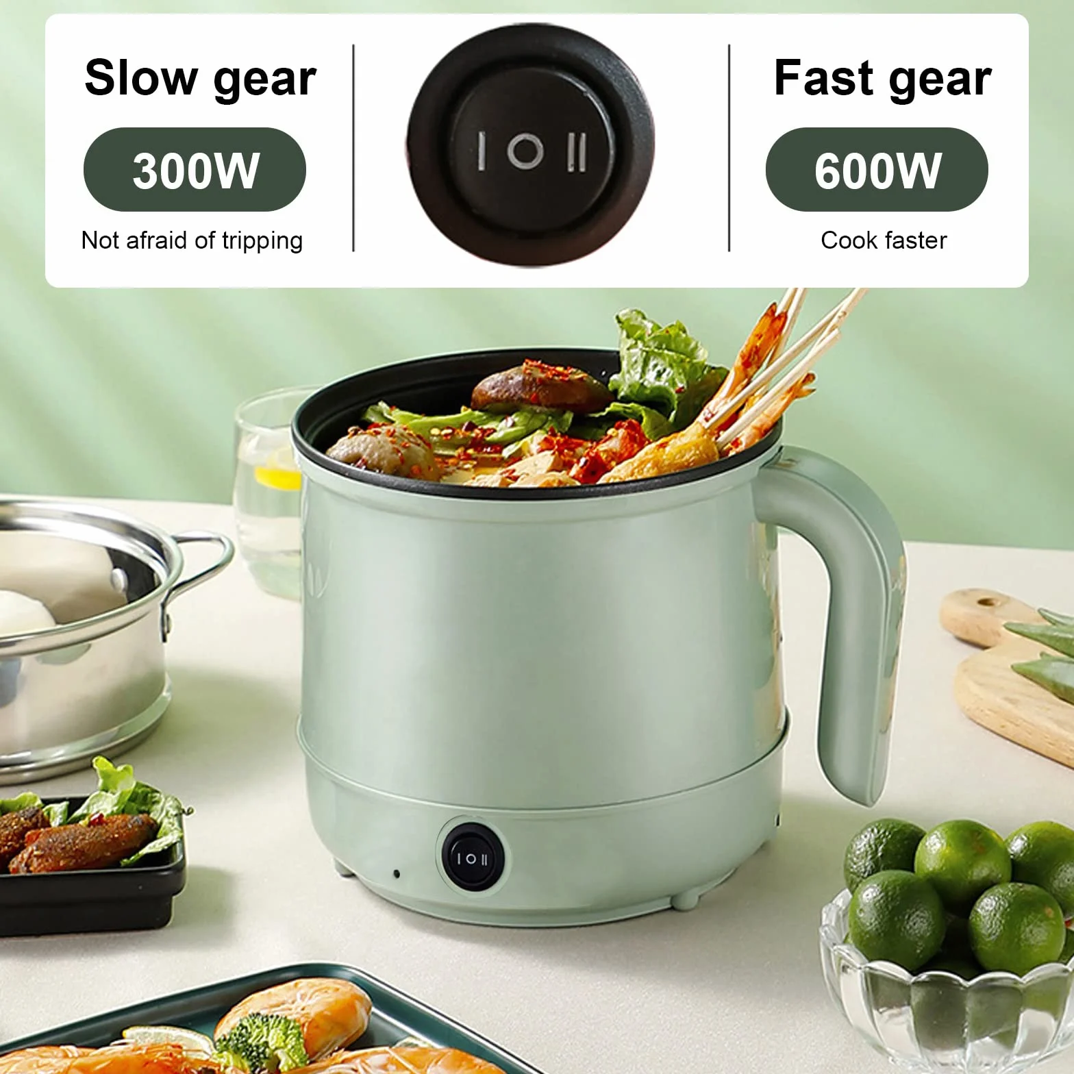 Olla Eléctrica 1.7L Vaporera Multifunción Térmico Hot Pot Shabu