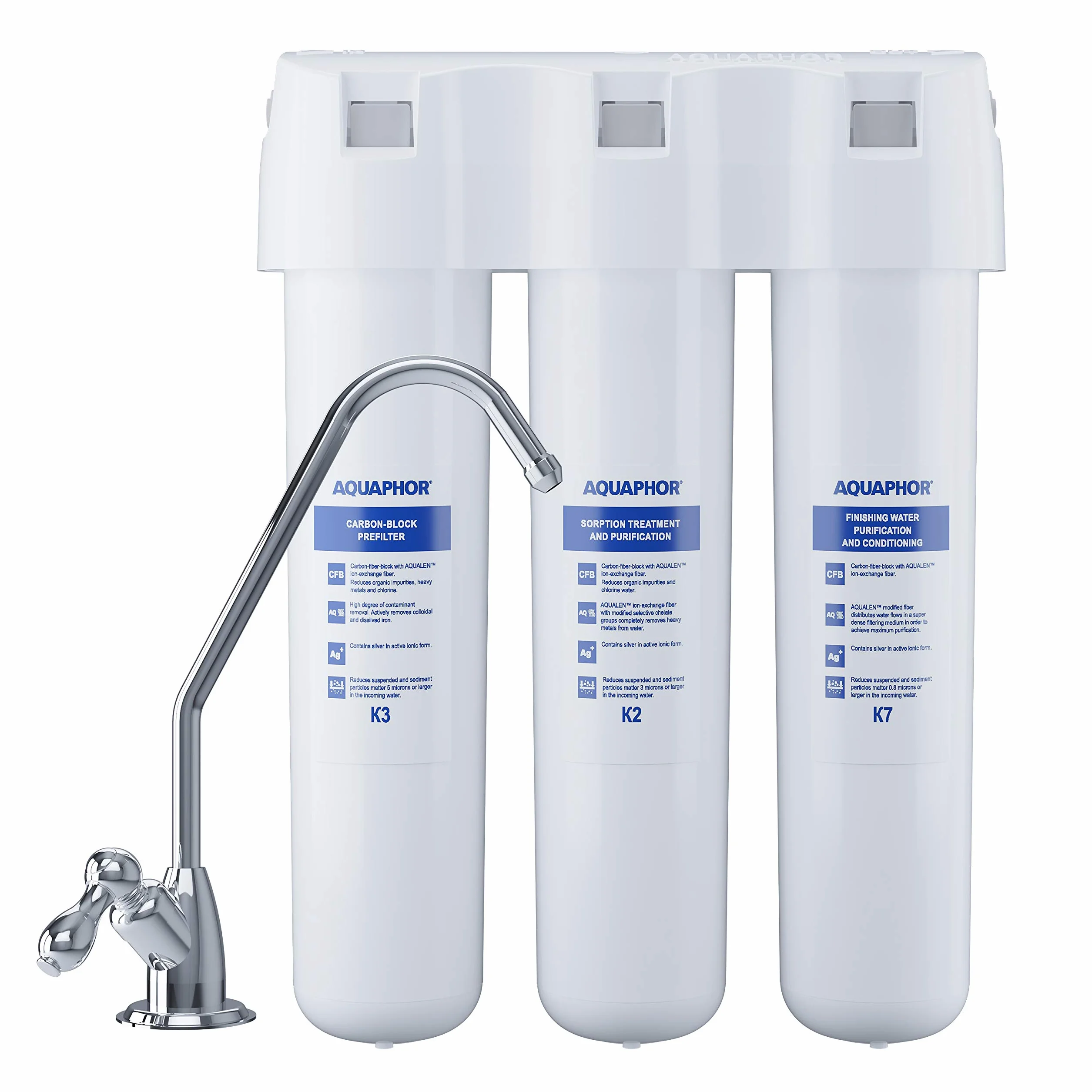 Aquaphor Crystal (Cristal) Sistema de filtración de agua potable bajo fregadero con grifo separado (Filtro de flujo de agua potable)