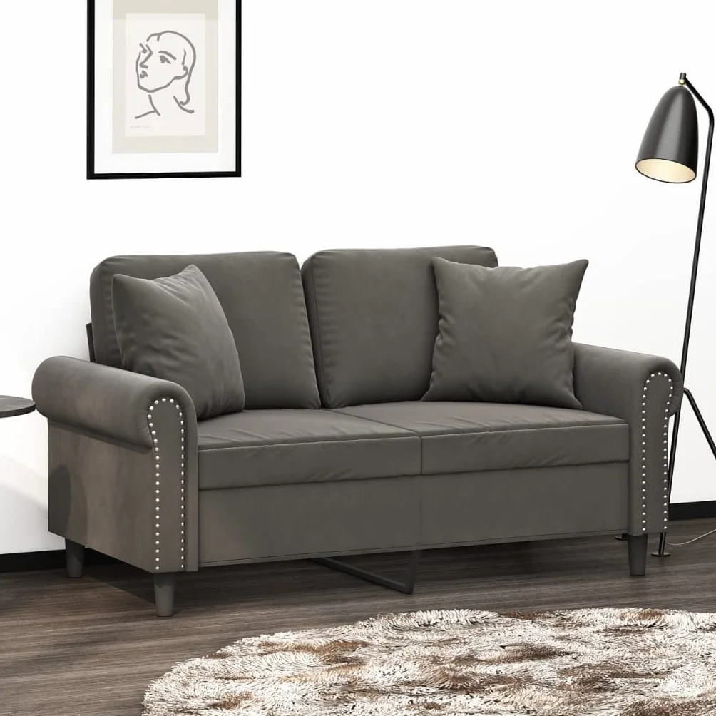 Juego de 2 cojines decorativos de terciopelo gris oscuro, 40 x 40 cm, para salón, dormitorio, sofá, cama, sillón, moderno, mullido, con cremallera, lavables