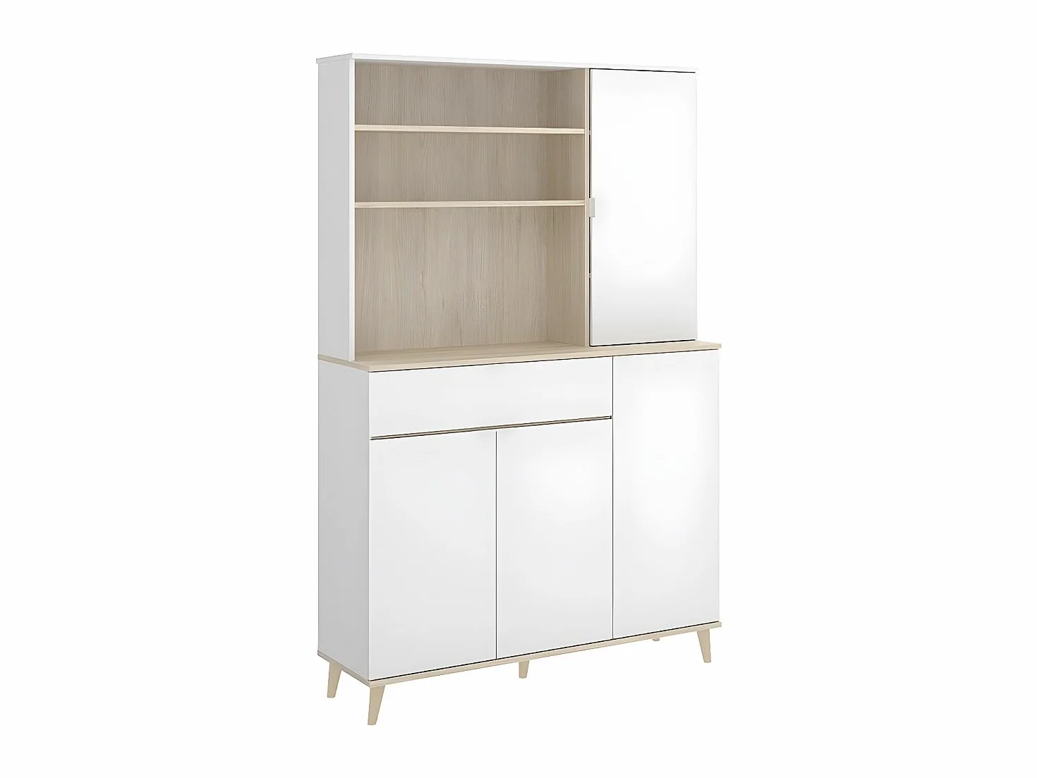 DEKIT GRUPO RIMOBEL WOK -MUEBLE AUXILIAR DE COCINA CON ALMACENAJE - 191x120x40 cm - BLANCO / NATURAL