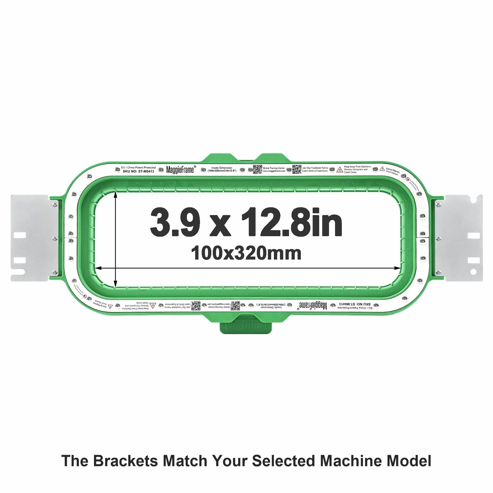 Brewland Bastidor de bordado magnético 100x320mm para Melco SUMMIT EMT16 X | Compatible con Melco Amaya, EMT16; 3.9x12.8inch