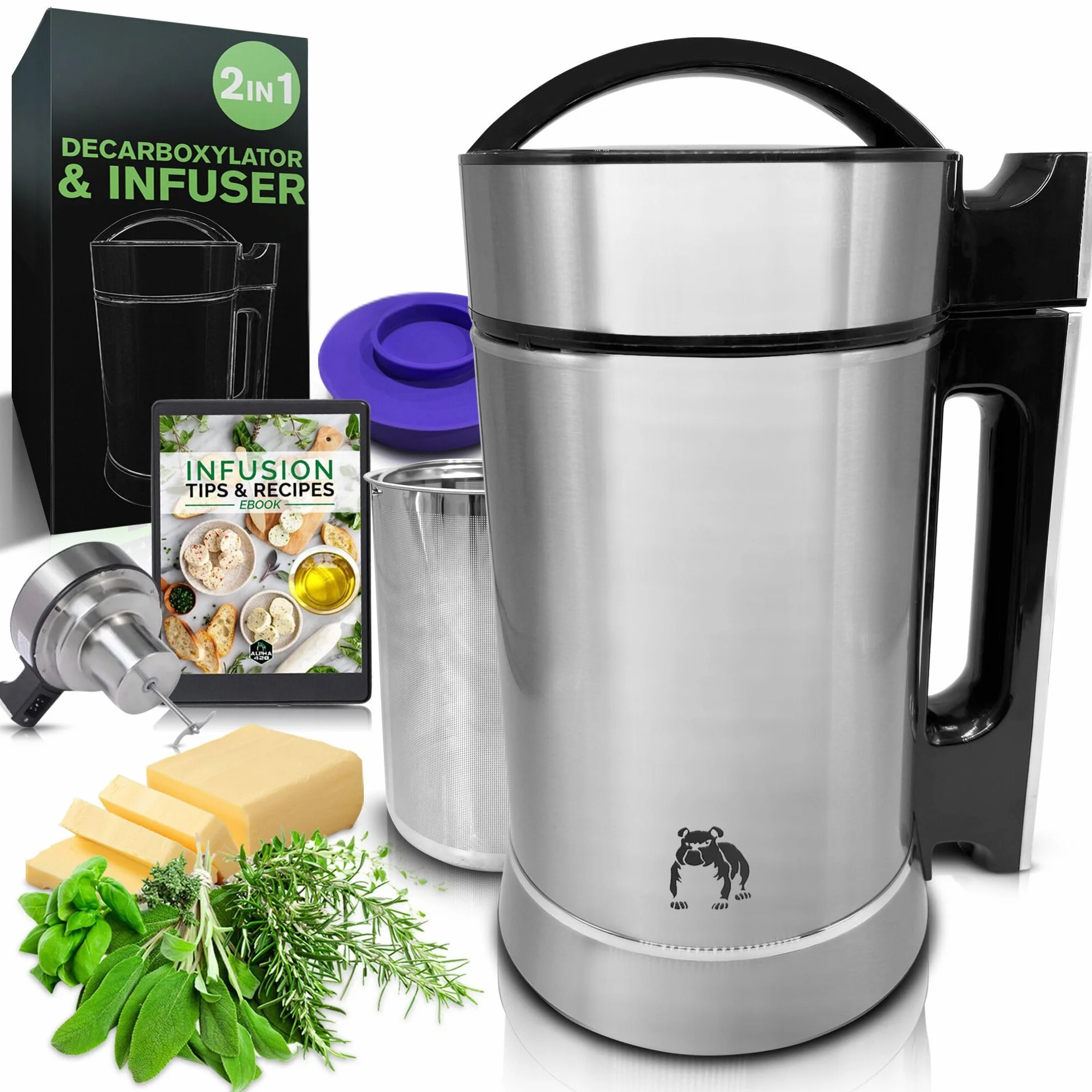 Alpha420 Infusor Descarboxilador, Máquina Infusora Mágica, Infusión De Mantequilla, Hierbas, Descarboxilación, Incluye Libro Electrónico Recetas - Ediwhip