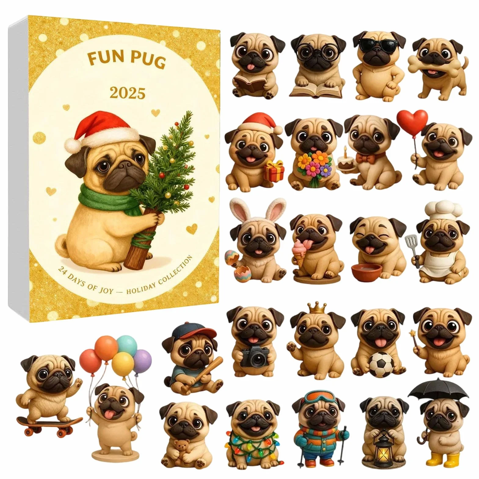 Calendario De Adviento Para Navidad Colgante Plano De Perro 2D Recuerdo | Calendario De Cuenta Atrás De 24 Días Para Niños Hija Sobrina Familia Amigos Estudiantes Estuche Para Lápices Y Mochila