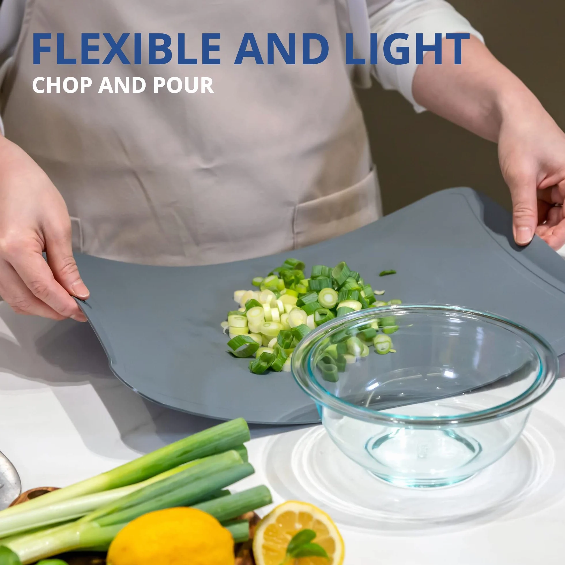 BLUE GINKGO Tablas de cortar TPU juego de 3 piezas flexibles resistentes arañazos cocina sin BPA