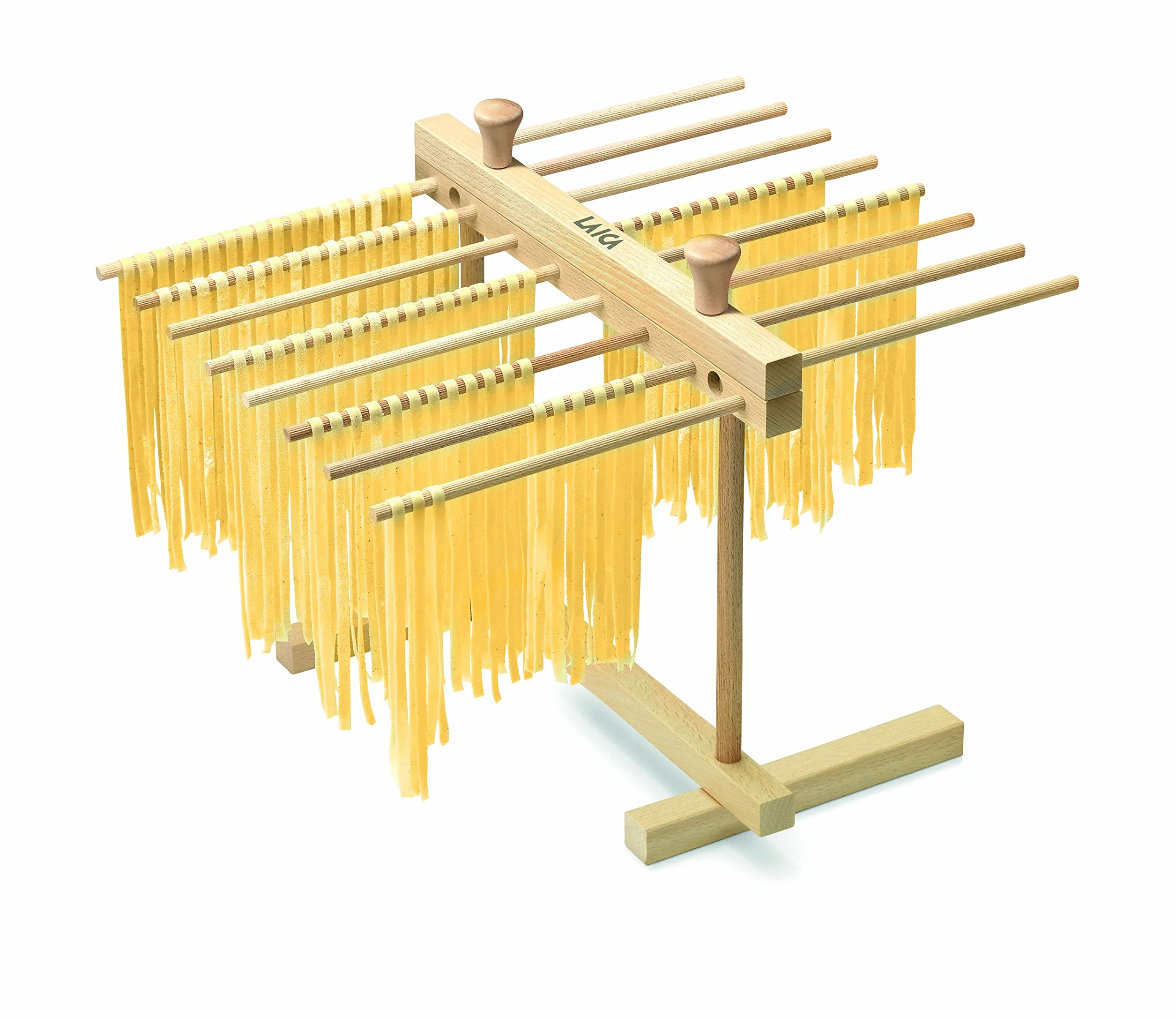 Laica APM002 Secador de Pasta en Madera de Haya con 16 Brazos de 21 cm, facil de montar y plegar, natural, 31 x 44.5 x 35.5 cm