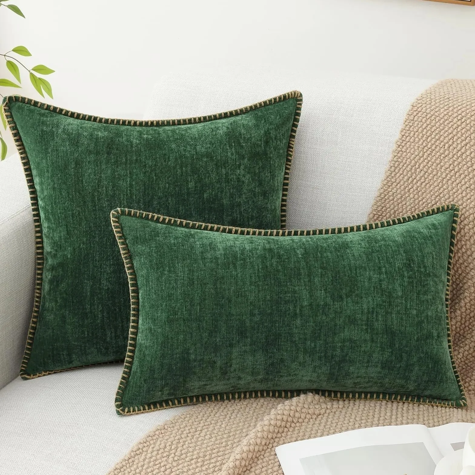 Fundas de Almohada de Pana, Funda de cojín Decorativa for sofá, hogar, Coche, Oficina, Hotel, 2 uds.(Blue,26X26inch(66x66cm))
