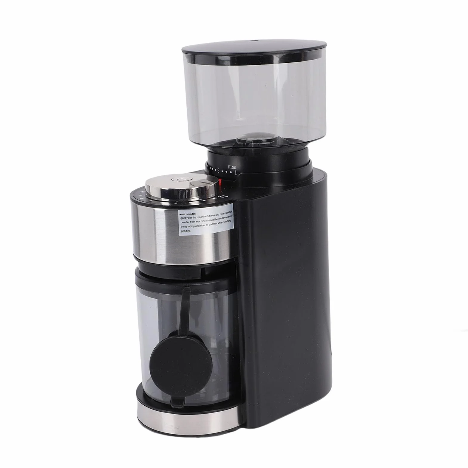 Molinillo de Café Eléctrico de Muelas Cónicas, Ajustable de Acero Inoxidable, Depósito de 250g con Piezas Desmontables para Uso Doméstico y Oficina (Enchufe europeo 220V)