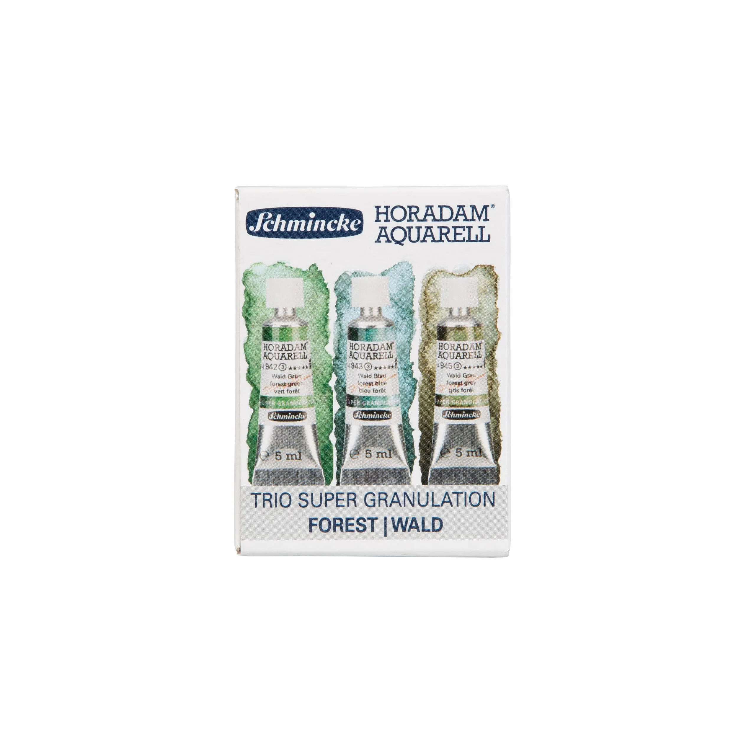 Schmincke HORADAM? AQUARELL, Super Granulation Trio Wald, Tubos de 5 ml, 74 617 097, Juego de Cartones, Tonos de Granulaci?n Muy Fuerte, Pinturas de Acuarela Supergranuladoras