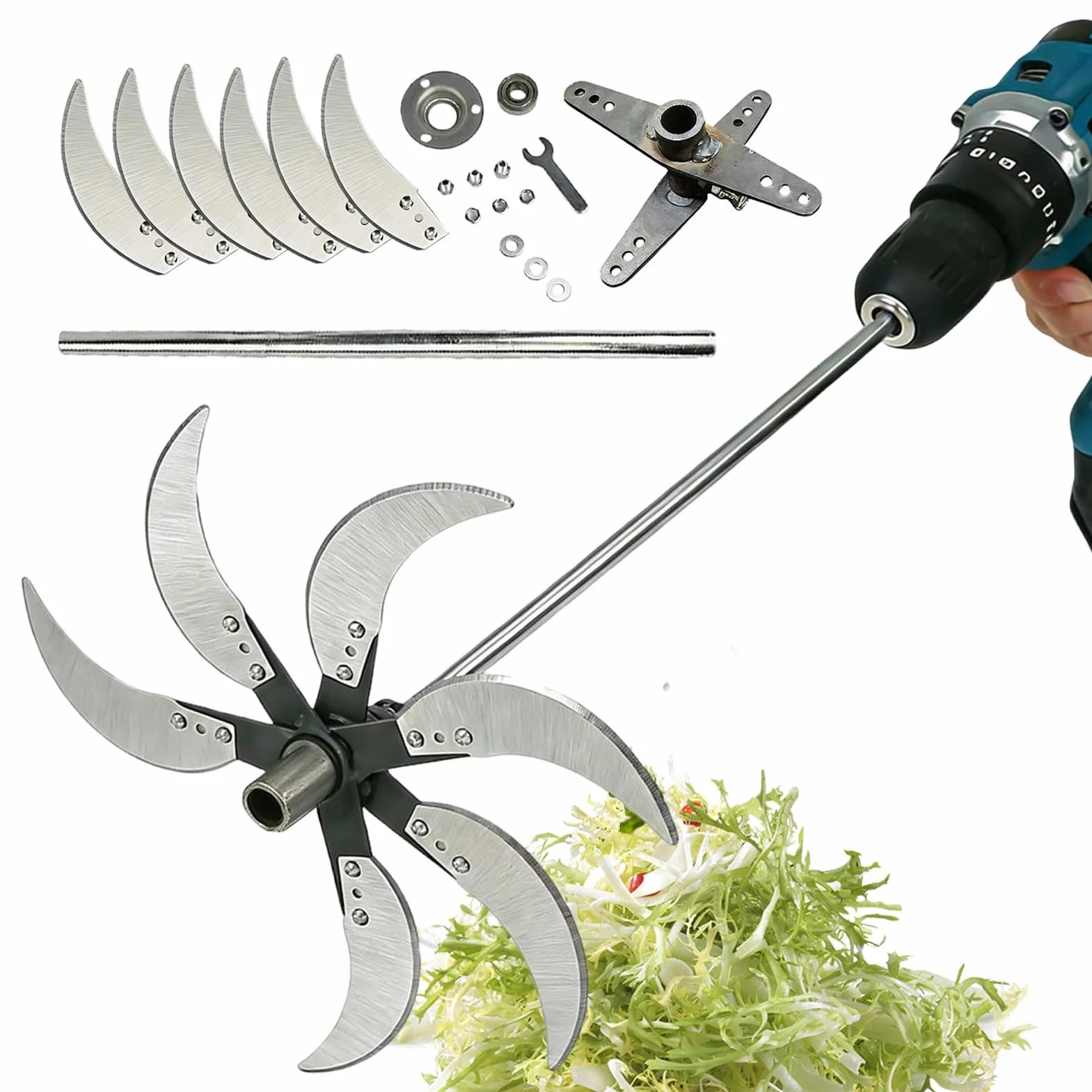 Broyeur de Vegetales para Agricultura Doméstica, Corte de Vegetales Ajustable, Molinos de Forraje para Residuos Verdes, Para Jardín Casa Granja Fertilización Orgánica Corte de Hojas Muertas Ramas