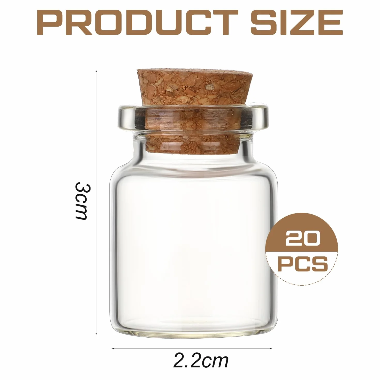 Botellas de vidrio con tapa de corcho 5 ml mini frascos para manualidades decoración