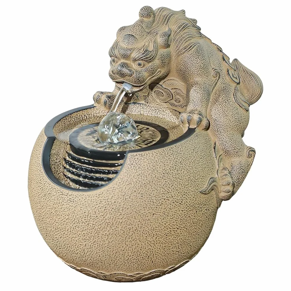 Fuente de Escritorio Adornos de Agua Corriente de Escritorio Modernos, Fuente pequeña de Agua circulante, decoración del hogar con Doble Baile Fuente de Interior Cascada