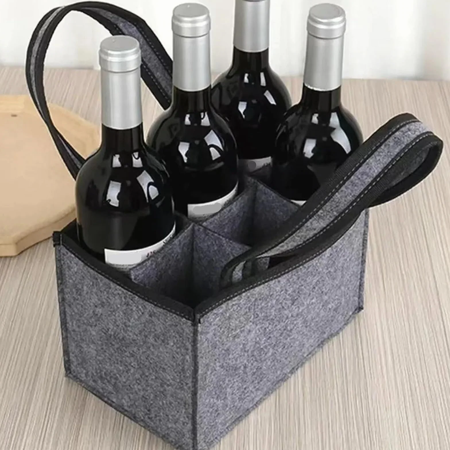 Soporte for Bolsa De Mano for Botella Vino Fieltro, 2 Piezas con Asa