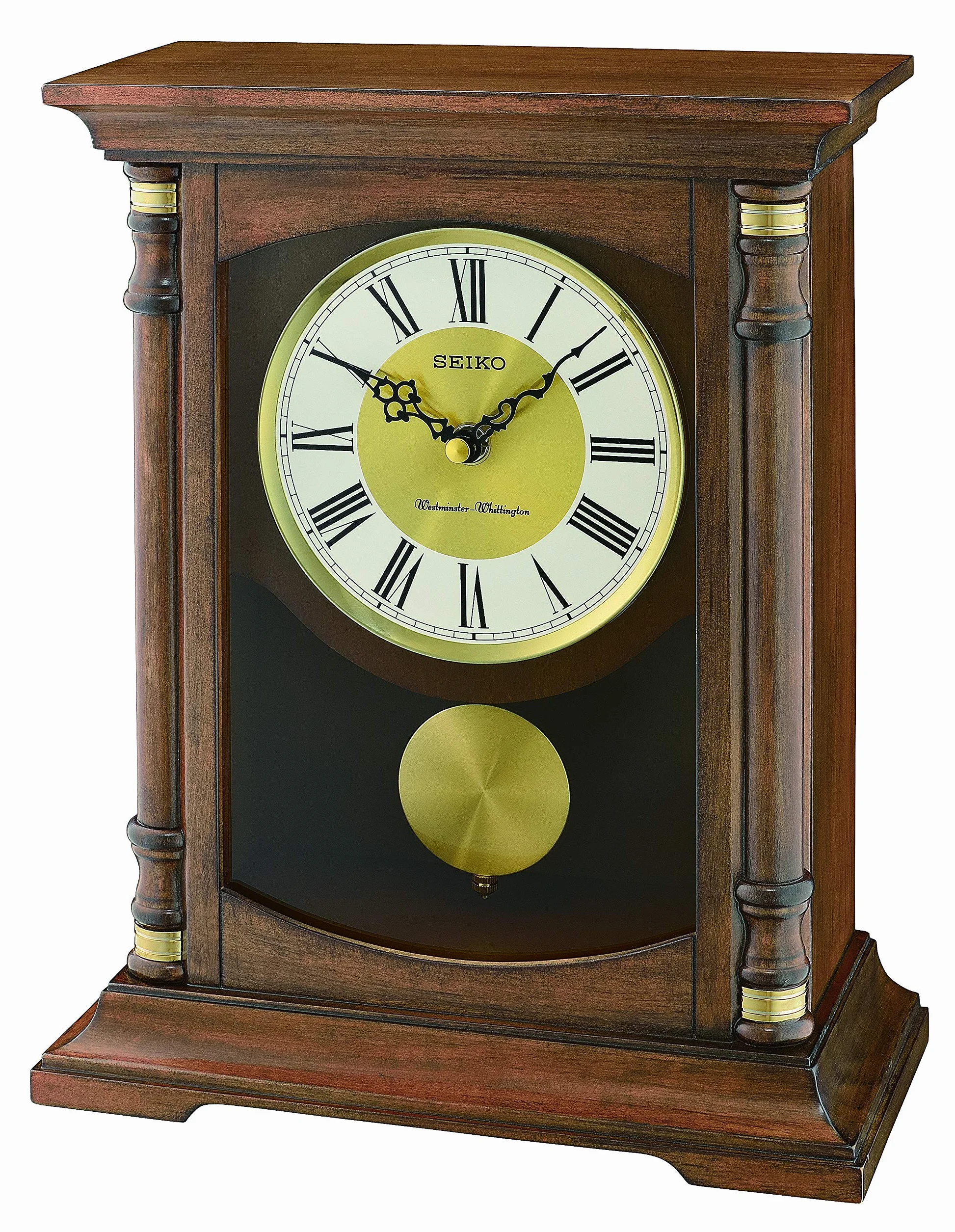 Seiko Reloj de Mesa de Madera con péndulo, Madera, marrón, 16,5 x 30,1 x 39,1 cm