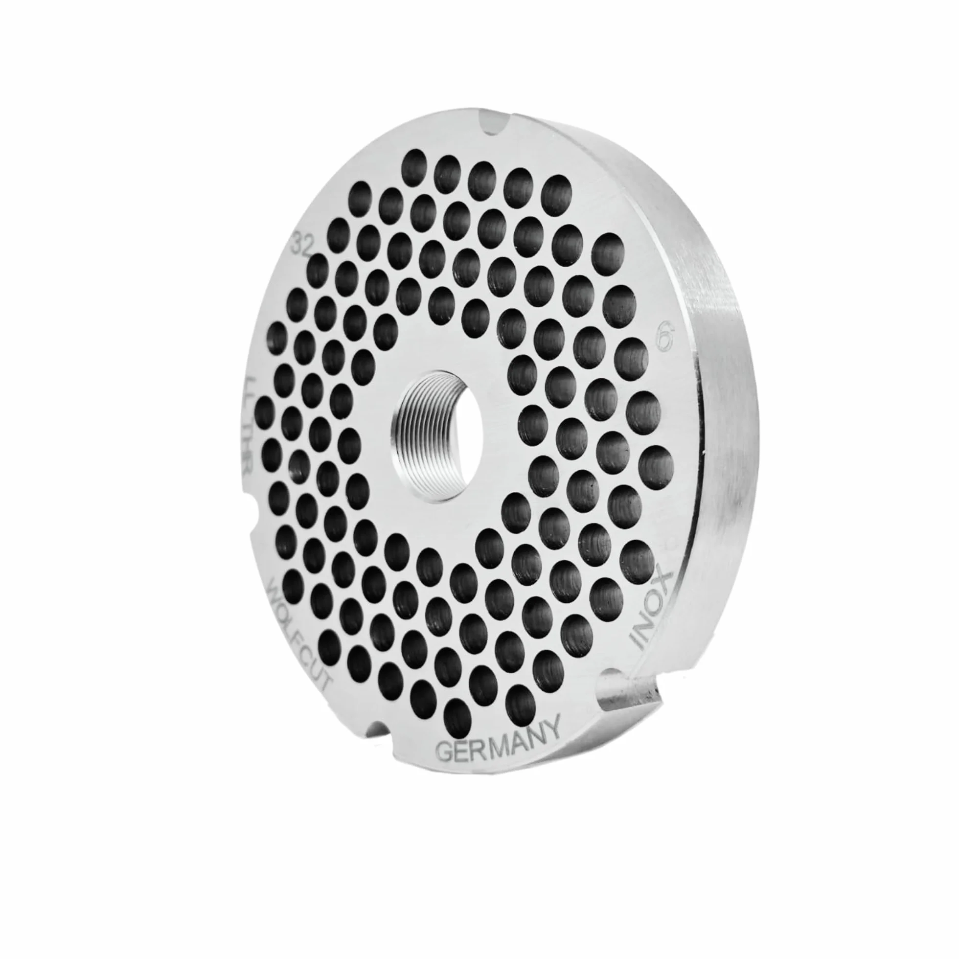 Wolfcut Cuchillas para picadora de carne Inox Longlife con 4 ranuras y rosca, repuesto para/compatible con picadora Bizerba FW-N32, tamaños 32 – 6,0 mm