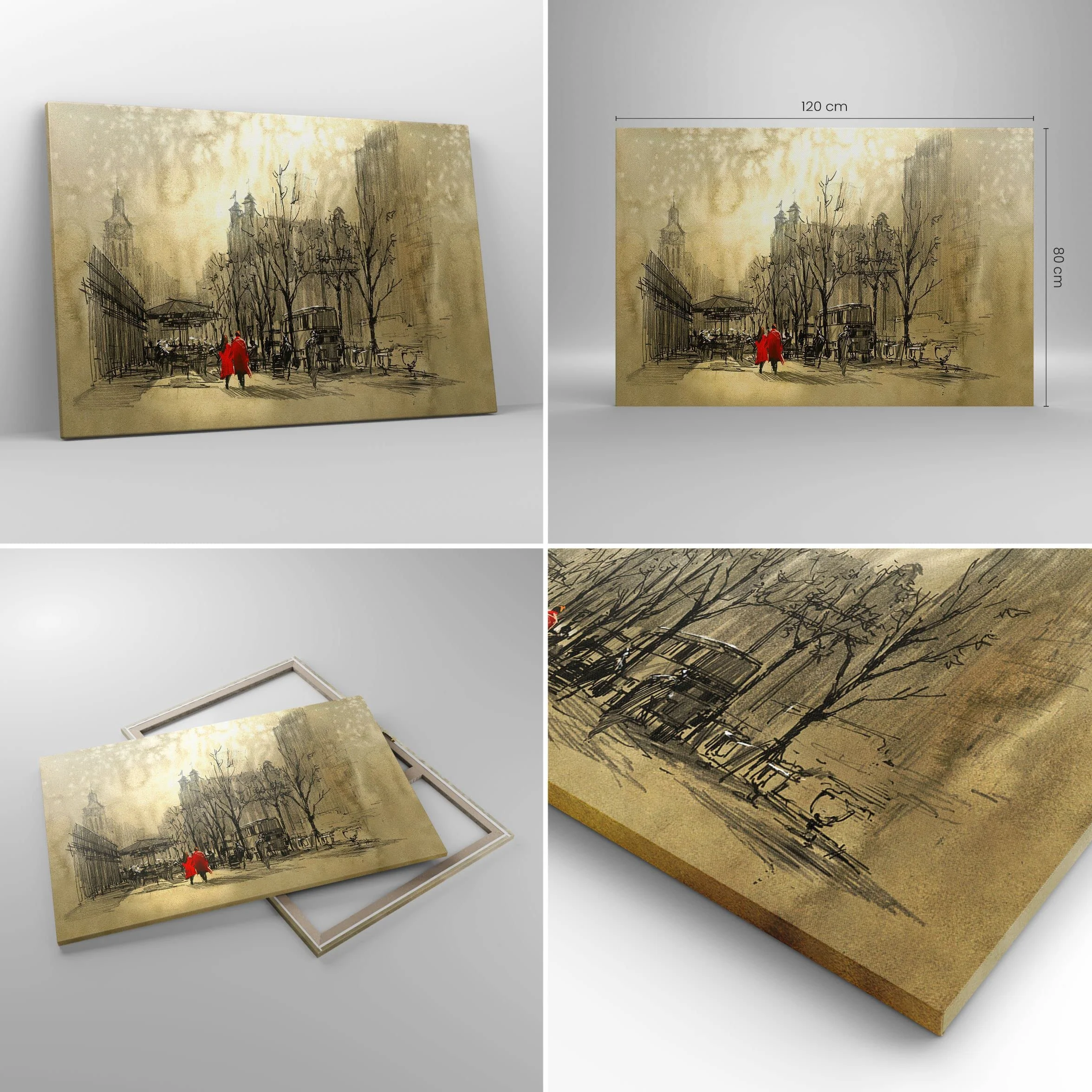 Cuadros Decoracion Salon ciudad mujer amante Lienzos decorativos 120x80cm Cuadro Sobre Lienzo Moderno Dormitorio Cocina Cuadros Pared Imágenes Wall Art Prints Decor Canvas Grande XXL AA120x80-3190