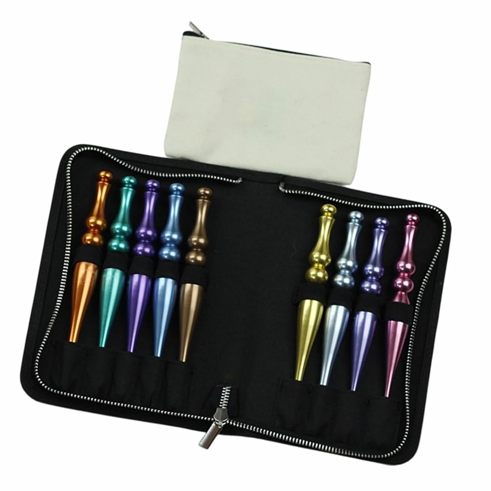 Juego de 9 agujas de ganchillo de aleación de aluminio, herramienta ergonómica para tejer ganchillo, 3,5-8,0 mm, kit de viaje