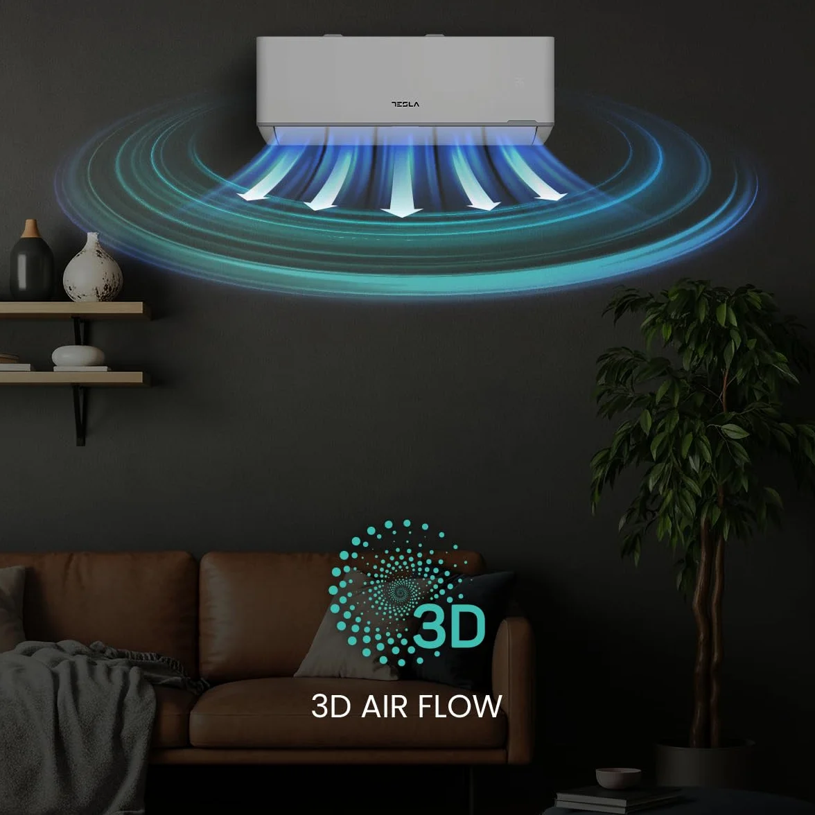 Tesla Aire Acondicionado Inverter Split 3.000 Frigorías [Hasta 30m2] (12.000 BTU) - Wi-Fi, Turbo, Autolimpieza, A+++ Calor, Clase A++ Frío, Gas R32 (Blanco)