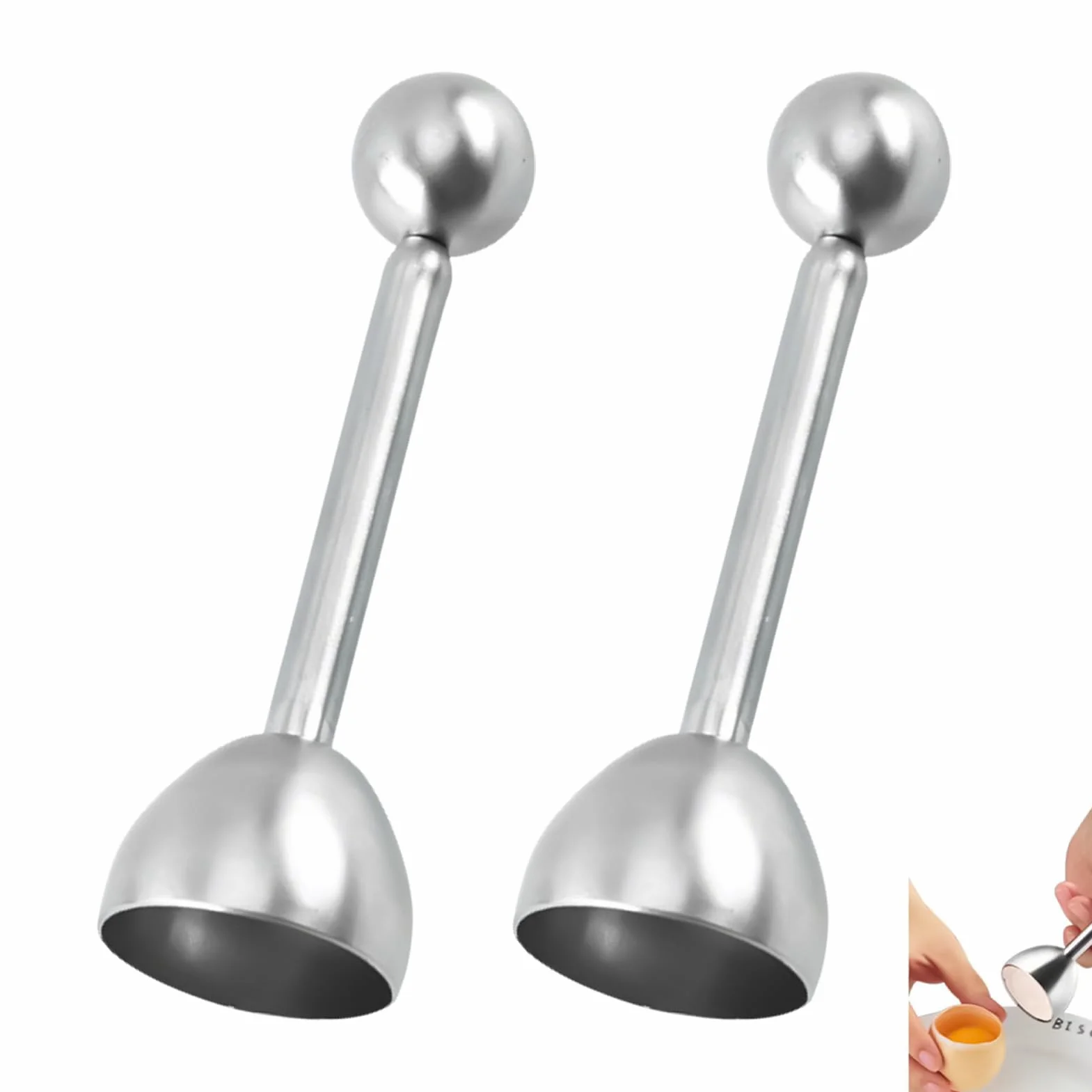 Abridor de Huevos Acero Inoxidable con Resorte, Cortador de Cáscara Preciso para Huevos Hervidos, Blandos o Crudos, Herramienta Reutilizable