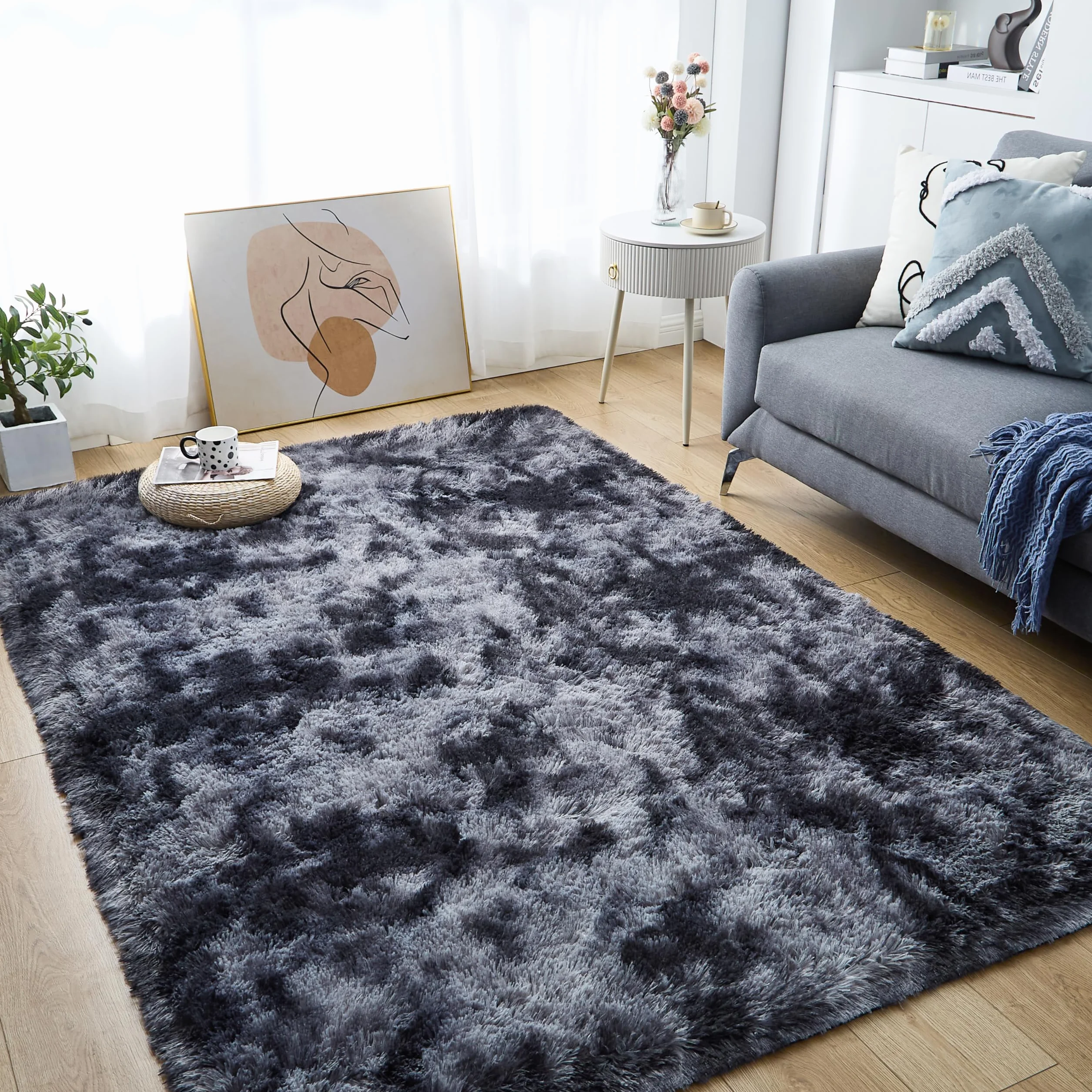Alfombras Salón Pelo Largo Super Suaves Lavables Antideslizante Grande 80x160cm