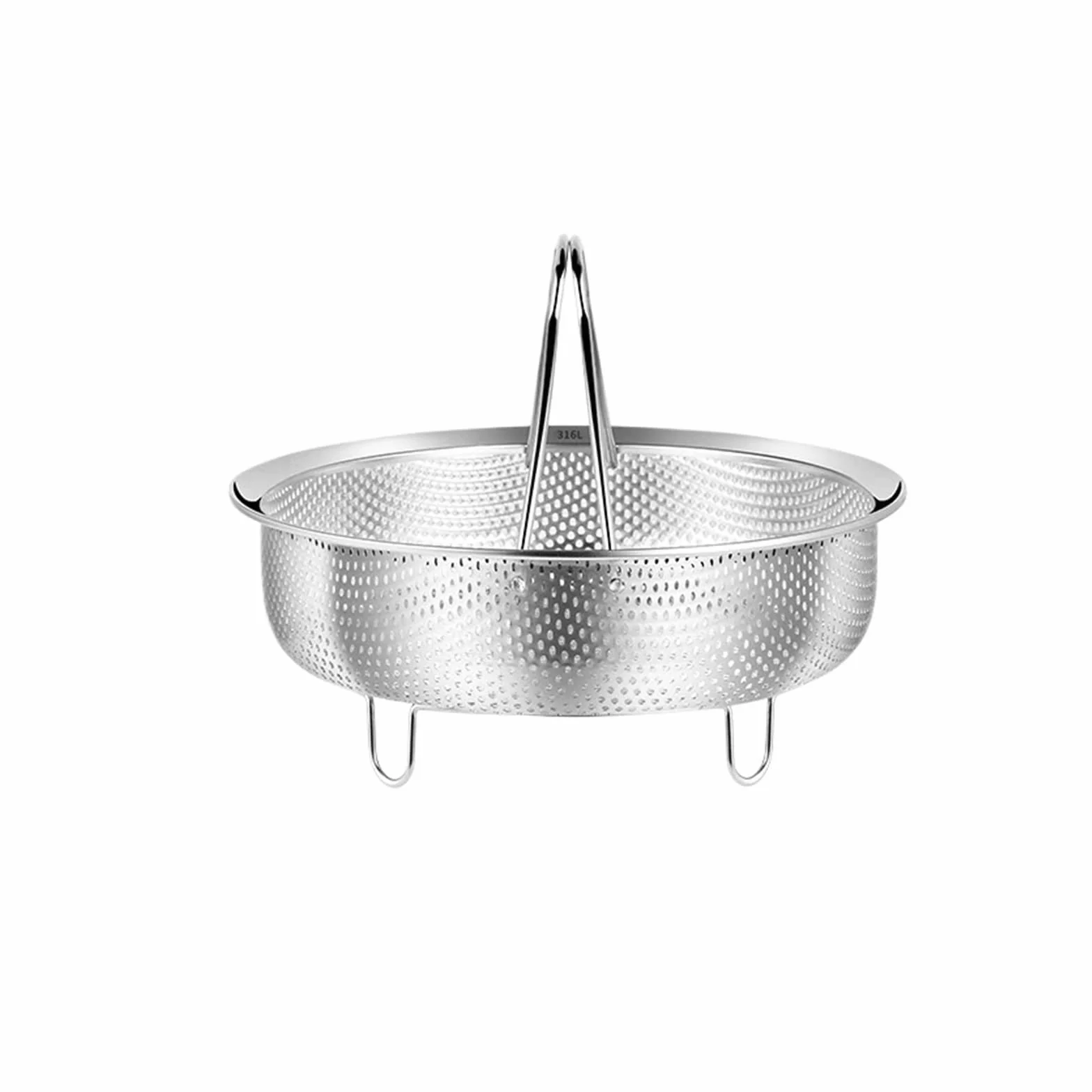 Olla a vapor acero inoxidable Cesta de vapor acero inoxidable con mango silicona for olla a presión arrocera, rejilla, escurridor, utensilios cocina(22cm)