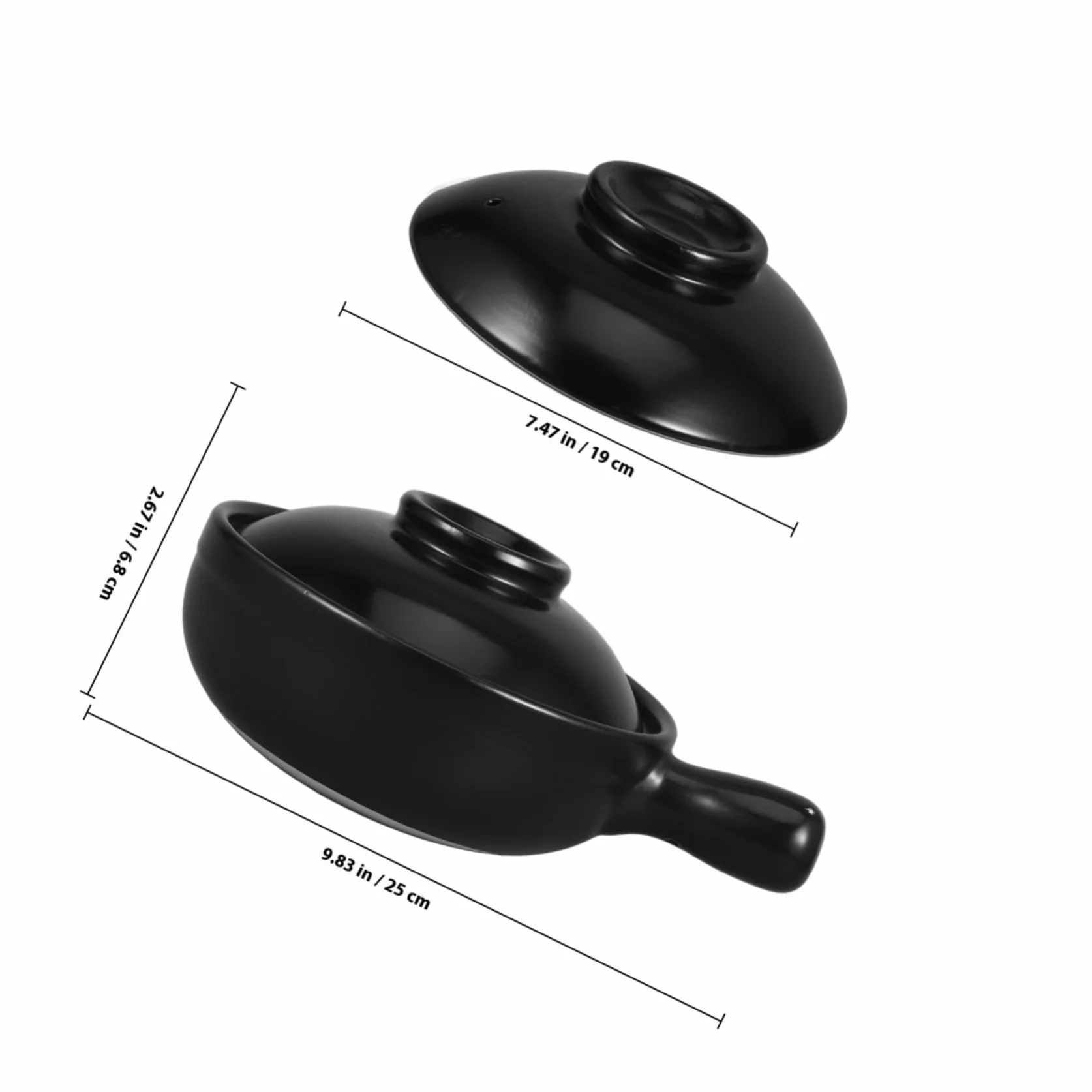 Cazuela de Barro Sola Asa 900ml con Tapa, Cerámica Negra | Recipiente Profundo para Gachas y Guisos, Uso Comercial y Microondas, Fácil de Limpiar