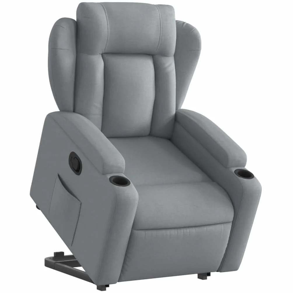 vidaXL Sillón Reclinable Elevable, Silla con Respaldo Reposabrazos, Sillón de Relax Descanso, Asiento Ajustable para Ancianos, Tela Gris Claro