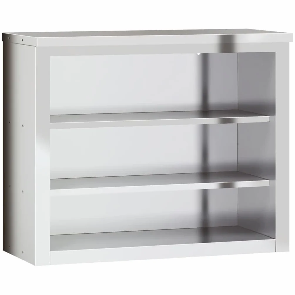 vidaXL Armario de Pared de Cocina con Estantes, Armario Auxiliar de Almacenaje, Armario Colgante, Mueble para Cocina, Acero Inoxidable