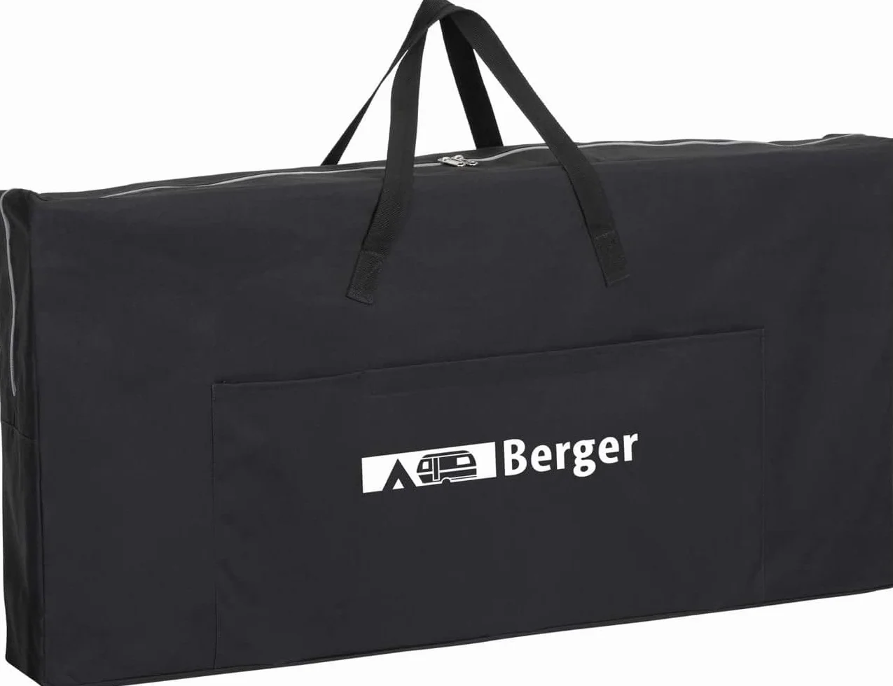 Berger Deluxe | Mueble de Cocina de Camping, Cocina Plegable con Encimera de Bambú, Armario de Almacenamiento con 4 Compartimentos, Protector de Viento y Bolsa de Transporte, Estructura de Aluminio