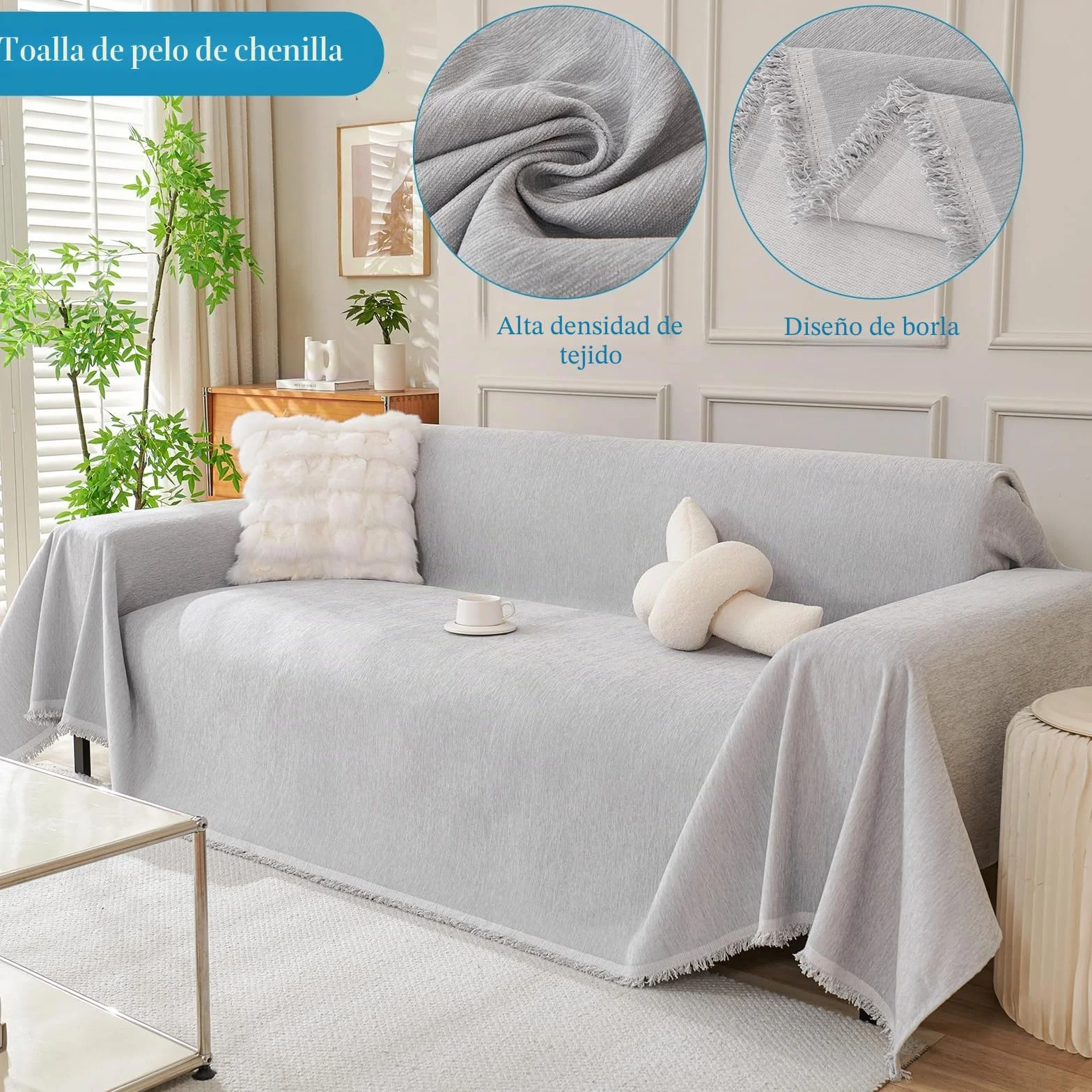 Súper Suave cómodo Manta Manta sofá Mantas Decorativas para sofás Dormitorio Sala de Estar Sencillo Diseño Multifuncional Super Grande Cálida Gruesa Alfombra de sofá 180 * 420cm Gris Claro