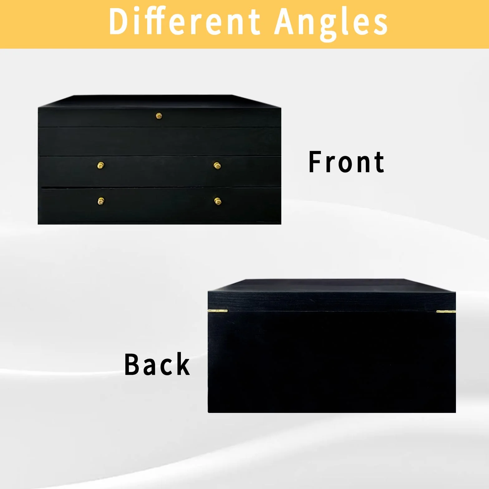 Caja de almacenamiento de cubiertos, caja de madera de 3 capas con cajón, funda para cubiertos con asa y forro de fieltro, organizador de cubiertos y utensilios de cocina de 15.4 x 11.4 pulgadas