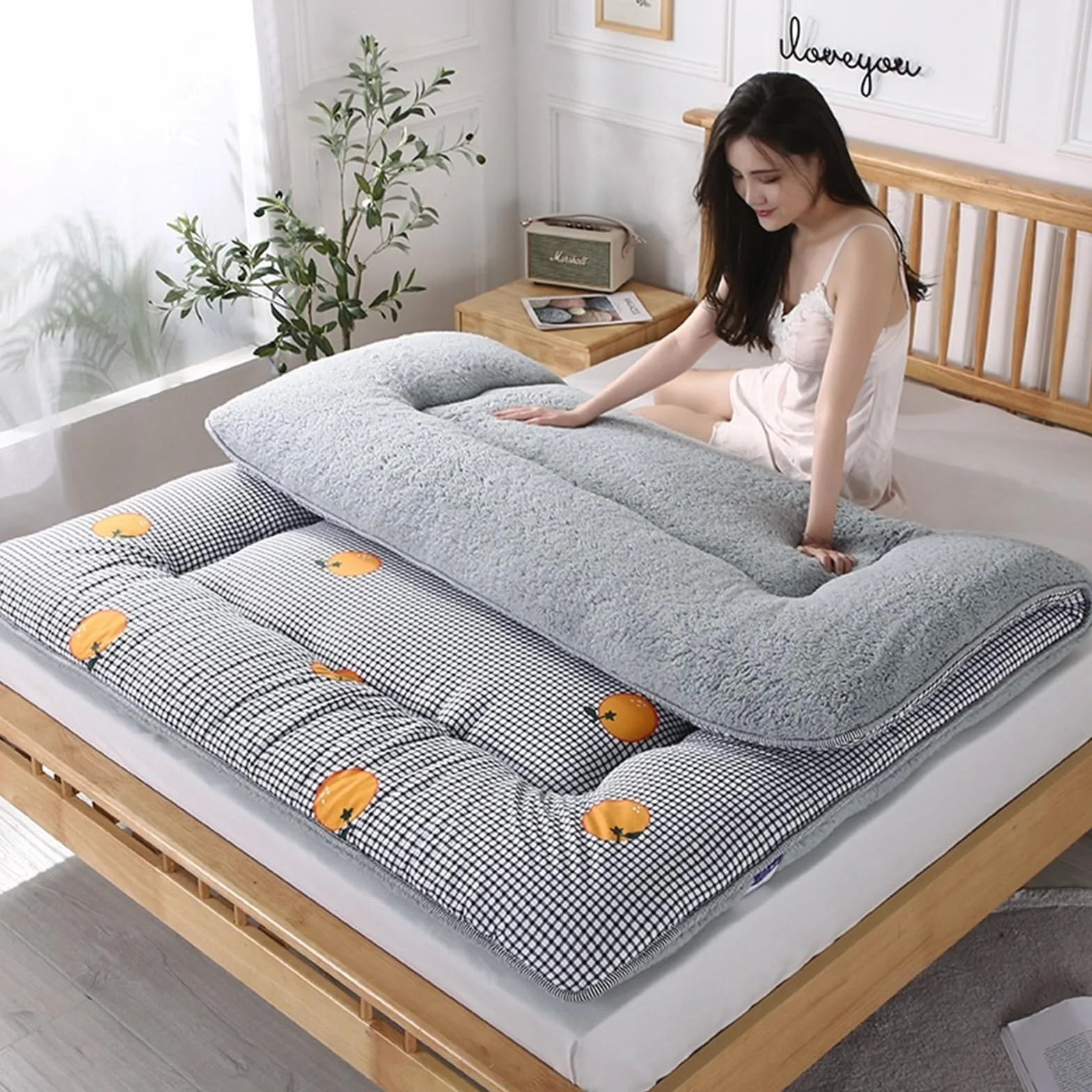 Colchón de futón de Suelo japonés, colchón Enrollable Plegable, colchón de Cama de Masaje tailandés, colchoneta de Tatami, colchón para Dormir para Suelo (Color : G, Size : 90 * 200cm)