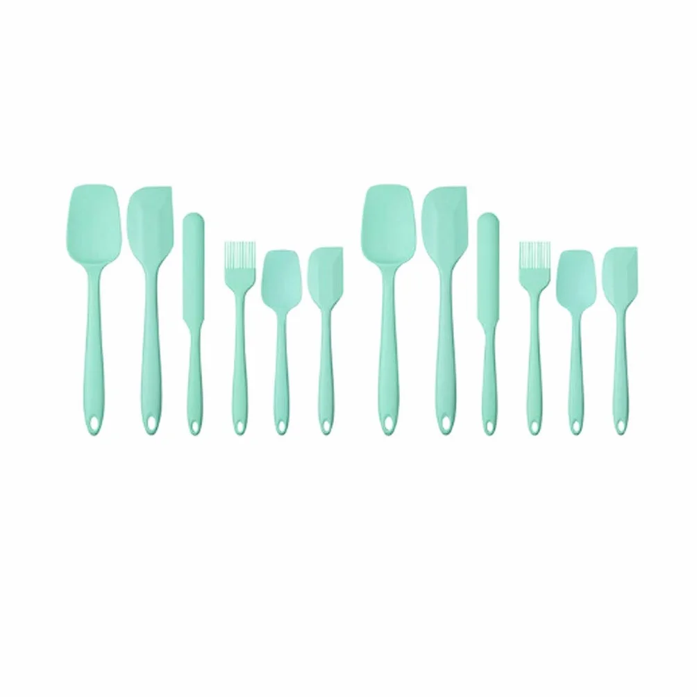 Juego de espátulas para Utensilios de Cocina, 12 Uds., raspador, Cuchara, Cepillo, Silicona Suave, Accesorios de Cocina para Hornear, Utensilios de Cocina (Verde)