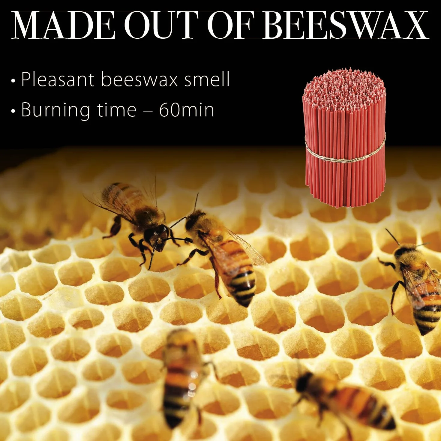 Danilovo Velas de Cera de Abeja (Rojo) – Velas Ortodoxas Para Oración, Rituales, de Decoración de Mesa, N80, Altura 18,5 cm, 300 Unidades