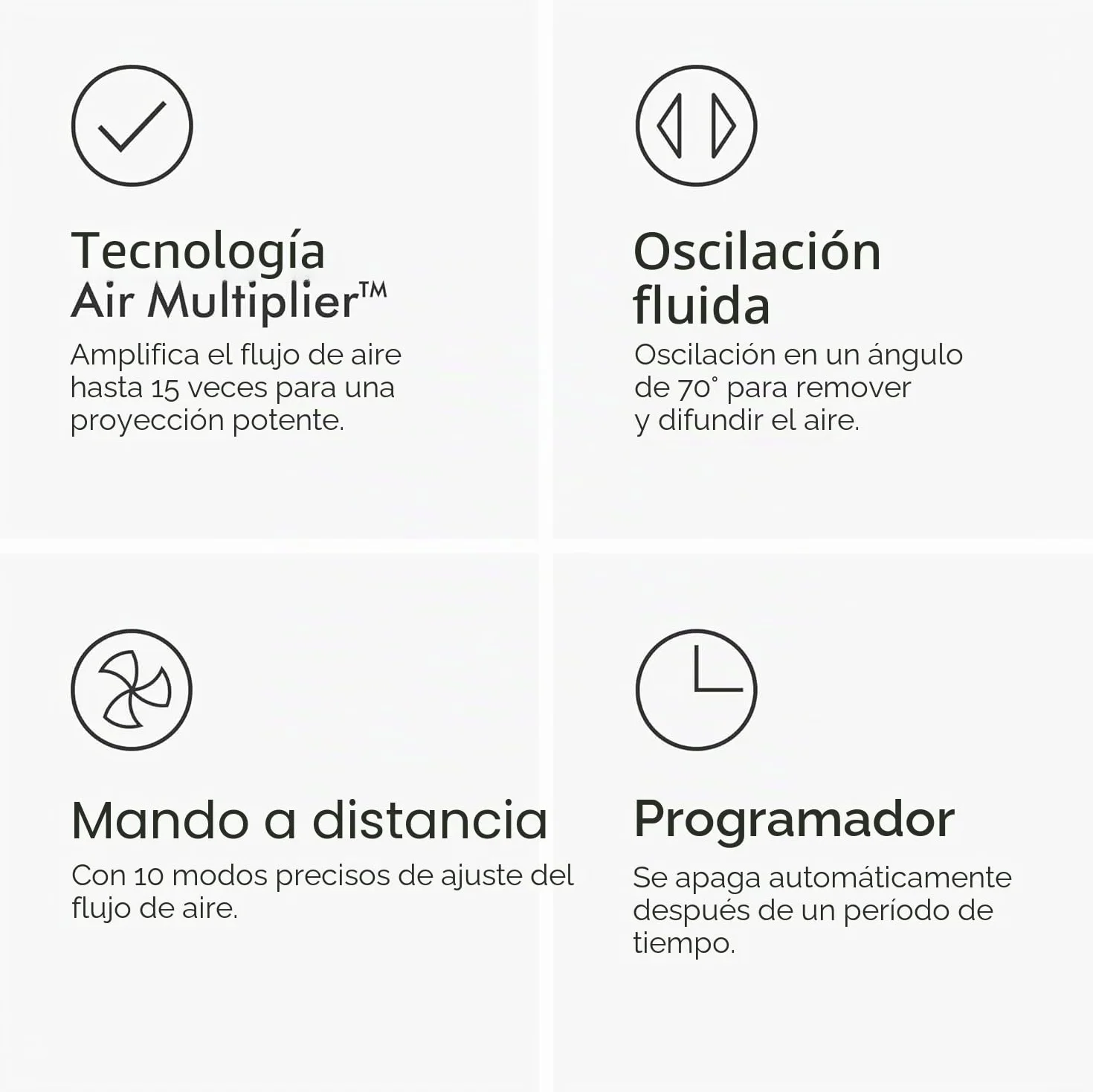 Dyson Cool AM07 - Ventilador de pie para dormitorio, mando a distancia, 100 cm, 9 horas temporizador, silencioso, 48 dB, ahorro de energía, blanco/plateado