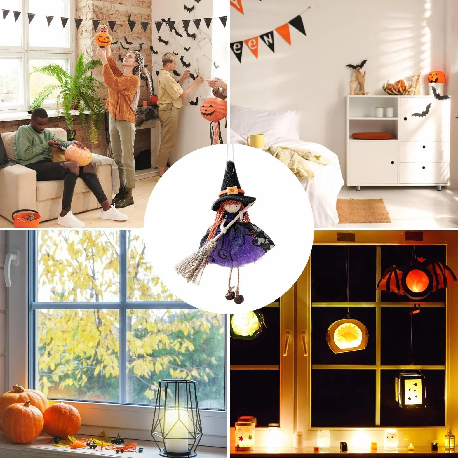 Muñeca de Bruja de Cocina Hecho a Mano Colgante Halloween Figura Coleccionable para Fiestas Decoración Exterior