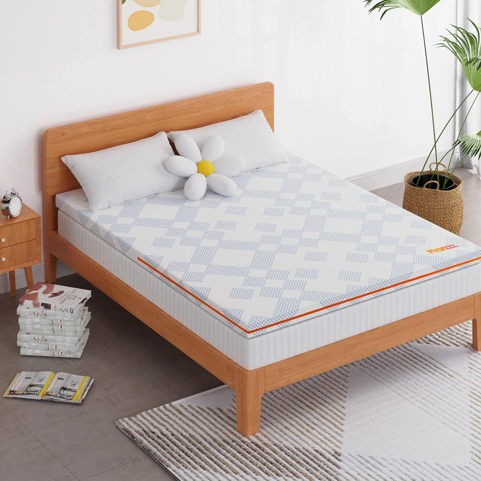 Maxzzz Topper Viscoelastico 135x190x7.5cm Alivia Tensiones Musculares con partícula de Gel, Topper Sobrecolchon Lavable, Topper para Colchón Transpirable,Transpirable y Soporte y Firmeza Media